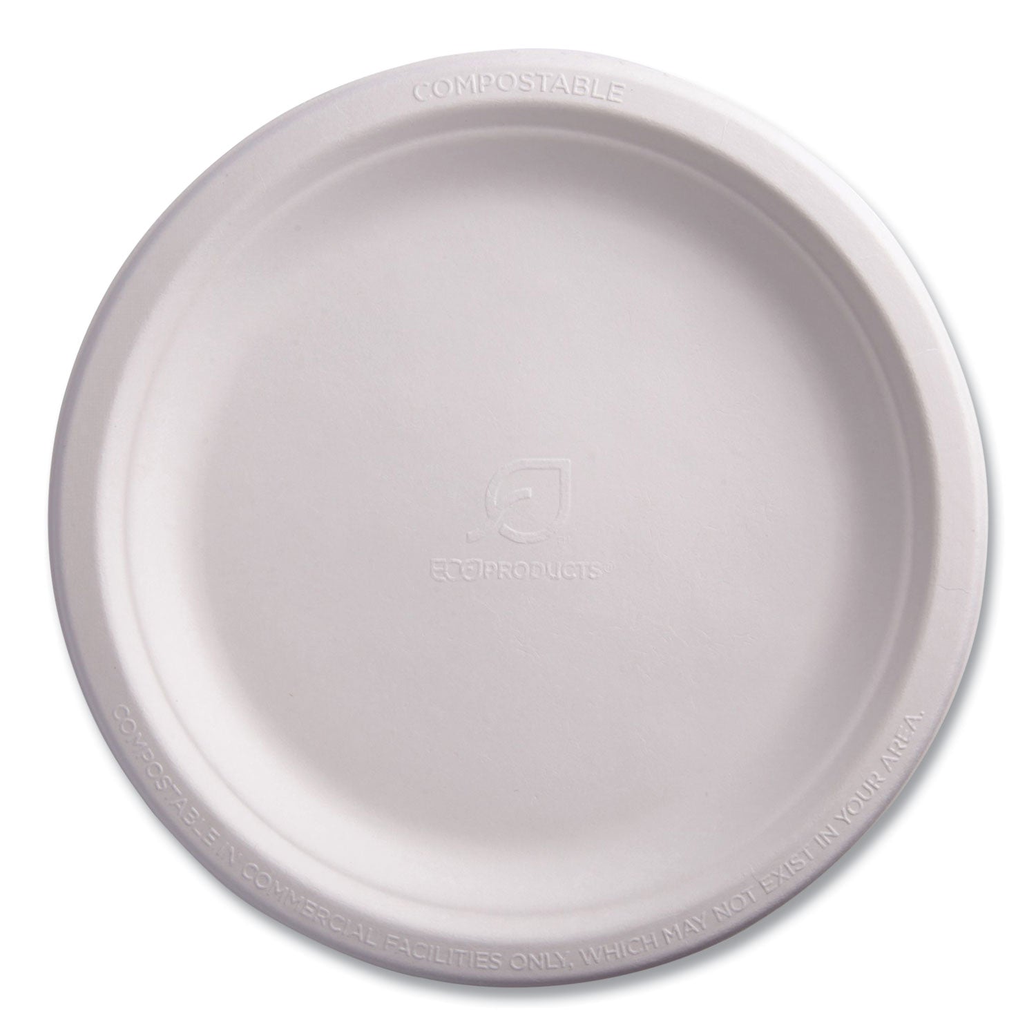 Renewable Sugarcane Plates, 9" dia, Natural White, 50/Packs -