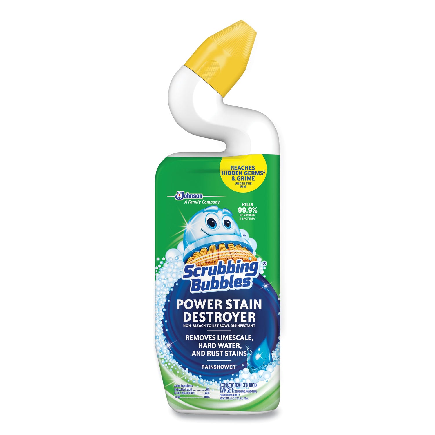 Power Stain Destroyer Toilet Bowl Disinfectant, Rainshower Scent, 24 oz Bottle, 6/Carton - 2