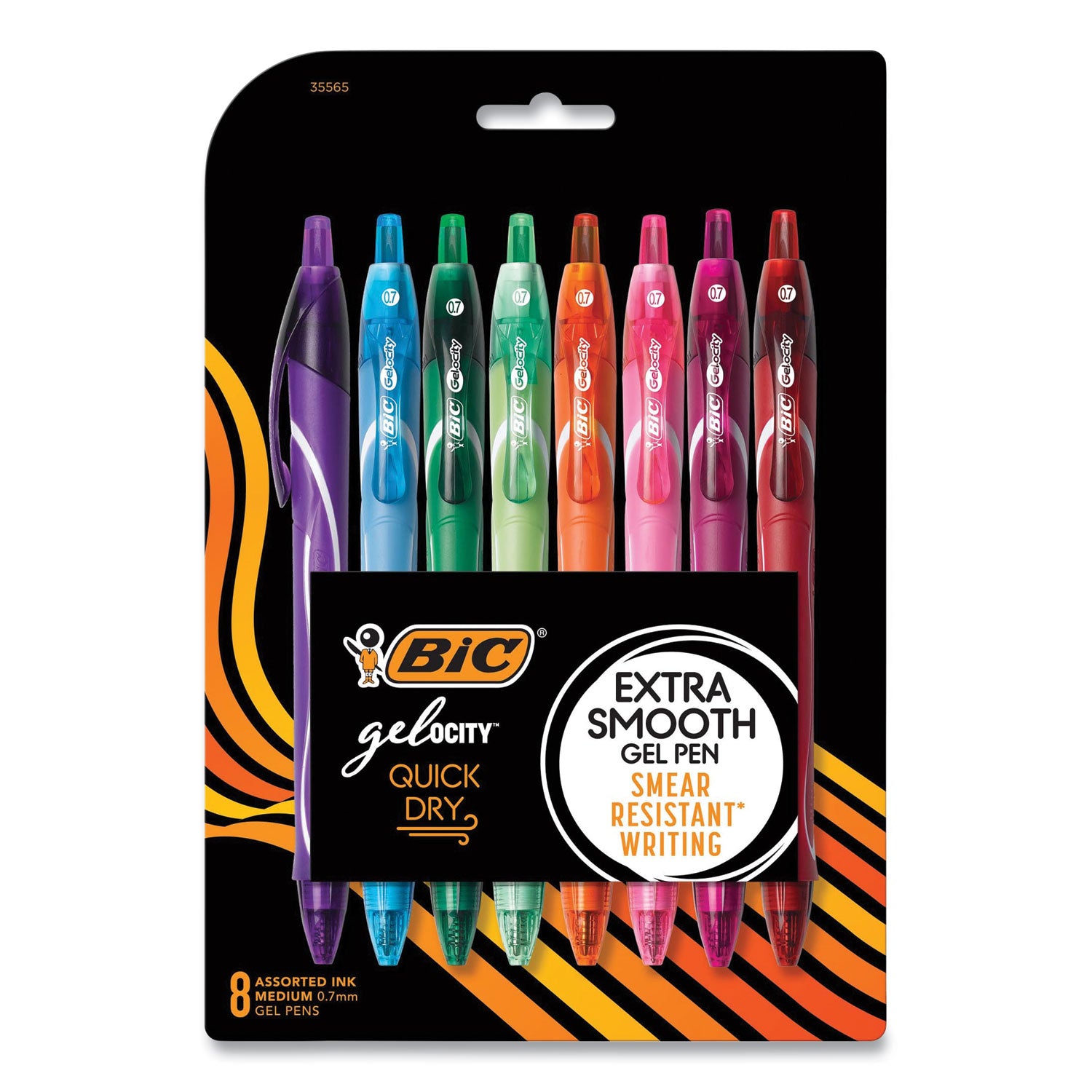 gel-ocity-quick-dry-gel-pen-retractable-medium-07-mm-randomly-assorted-ink-and-barrel-colors-8-pack_bicrglcgap81ast - 1