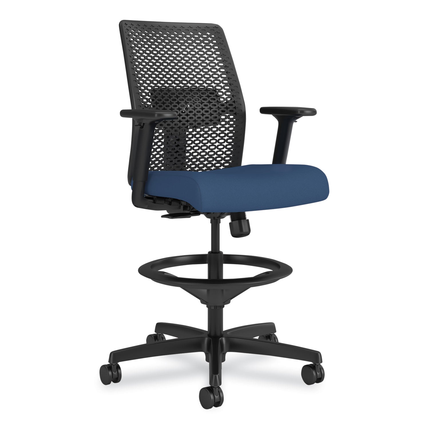 Ignition 2.0 ReActiv Low-Back Task Stool, 22.88" to 31.75" Seat Height, Elysian Seat, Charcoal Back, Black Base - 1