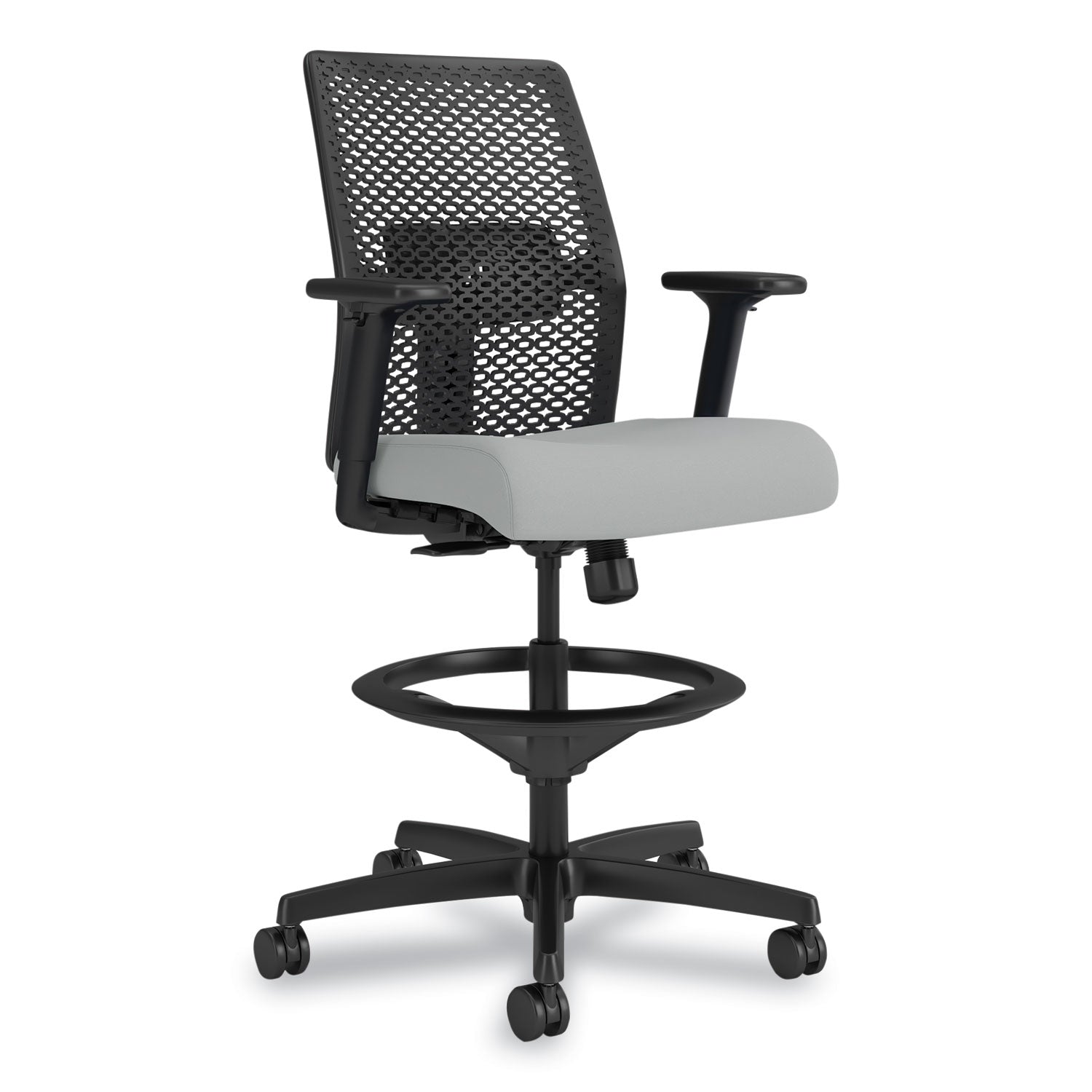 Ignition 2.0 ReActiv Low-Back Task Stool, 22.88" to 31.75" Seat Height, Flint Seat, Charcoal Back, Black Base - 1