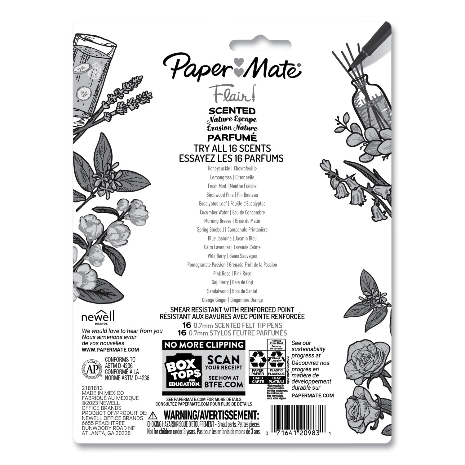 flair-scented-felt-tip-porous-point-pen-nature-escape-scents-medium-07-mm-assorted-ink-and-barrel-colors-16-pack_pap2178701 - 2