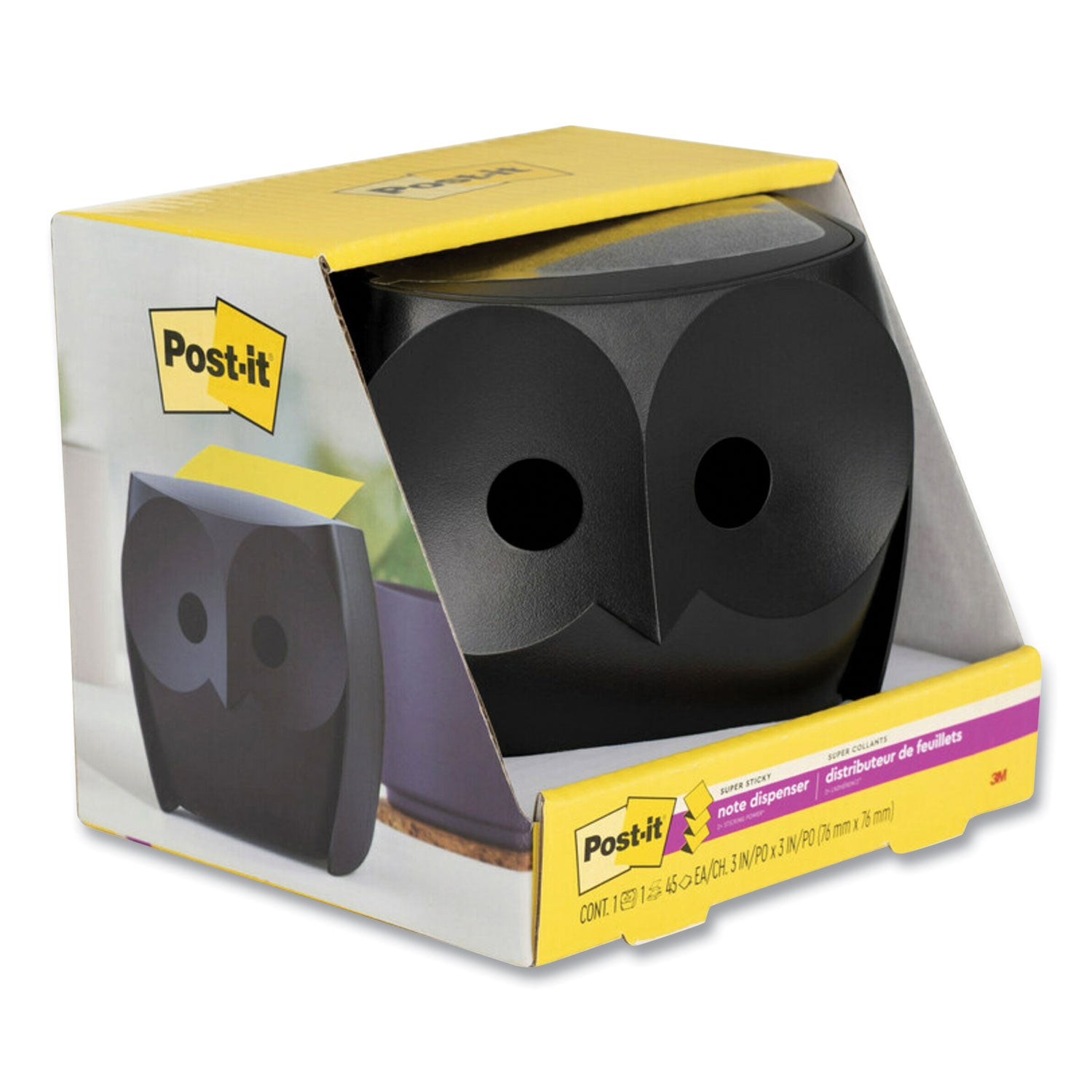 owl-shaped-dispenser-for-3-x-3-pads-black-includes-45-sheet-citron-super-sticky-dispenser-pop-up-pad_mmmowl330bk - 2
