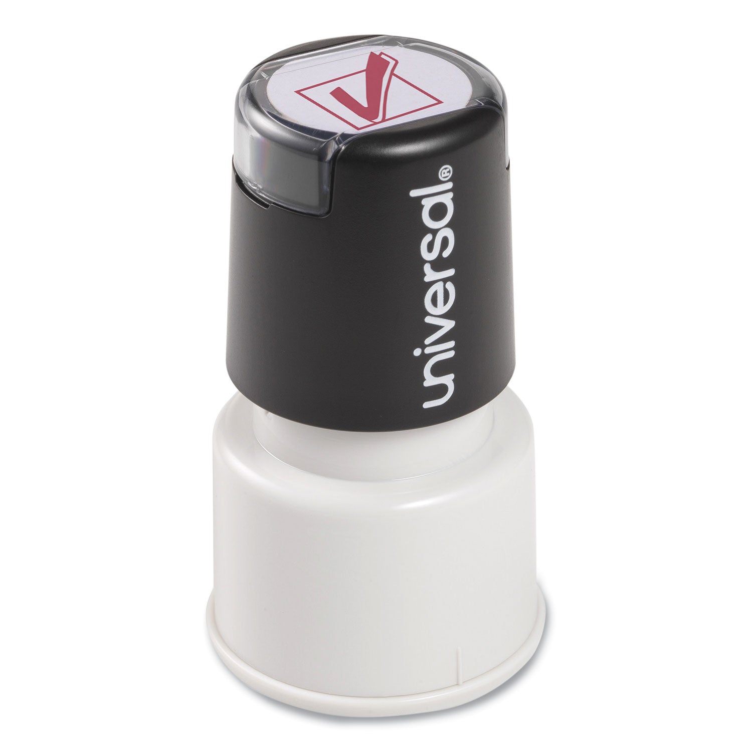 Round Message Stamp, CHECK MARK, Pre-Inked/Re-Inkable, Red -