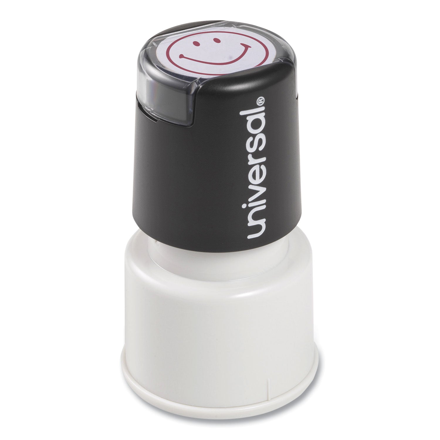 Round Message Stamp, SMILEY FACE, Pre-Inked/Re-Inkable, Red -