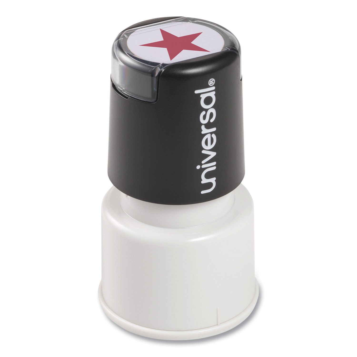 Round Message Stamp, STAR, Pre-Inked/Re-Inkable, Red -