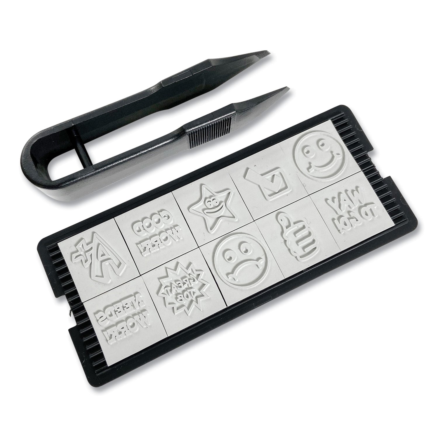 Printy 10-in-1 Self-Inking Teacher Stamp, Incudes 10 Dies, 0.63" Diameter, Blue/Red -