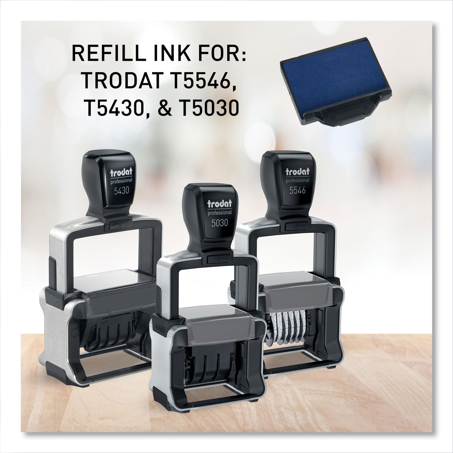 T5430 Professional Replacement Ink Pad for Trodat Custom Self-Inking Stamps, 1" x 1.63", Blue -