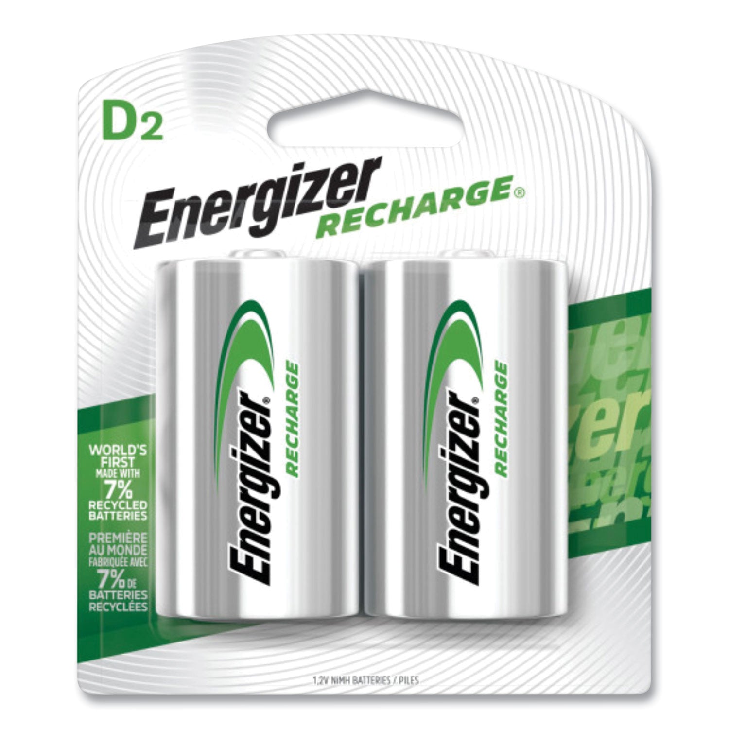 NiMH Rechargeable D Batteries, 1.2 V, 2/Pack -