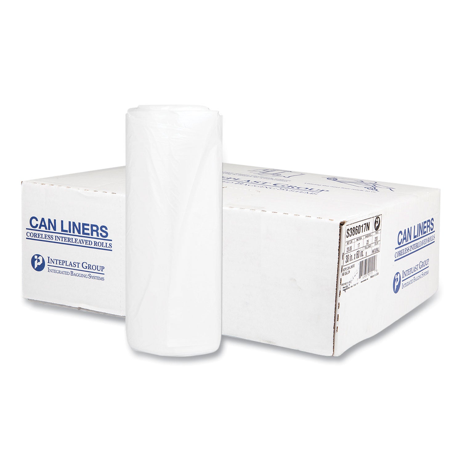 high-density-commercial-can-liners-60-gal-17-mic-38-x-60-clear-25-bags-roll-8-interleaved-rolls-carton_ibss386017n - 1
