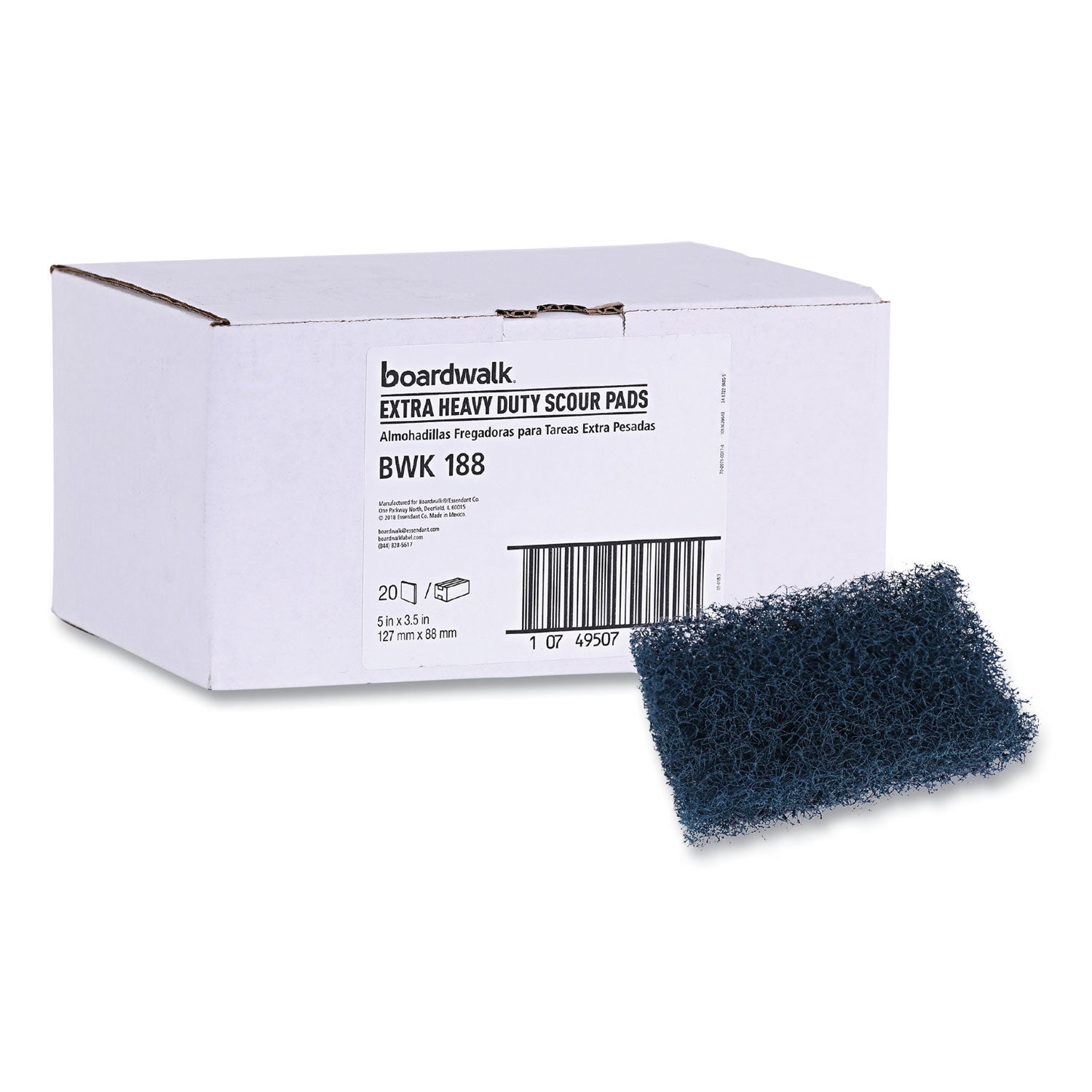 Extra Heavy-Duty Scour Pad, 3.5 x 5, Dark Blue, 20/Carton -