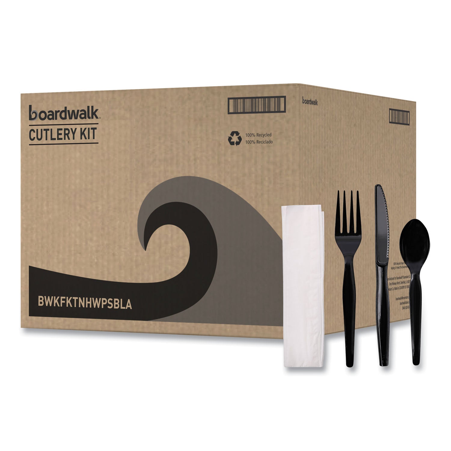 four-piece-cutlery-kit-fork-knife-napkin-teaspoon-heavyweight-black-250-carton_bwkfktnhwpsbla - 2