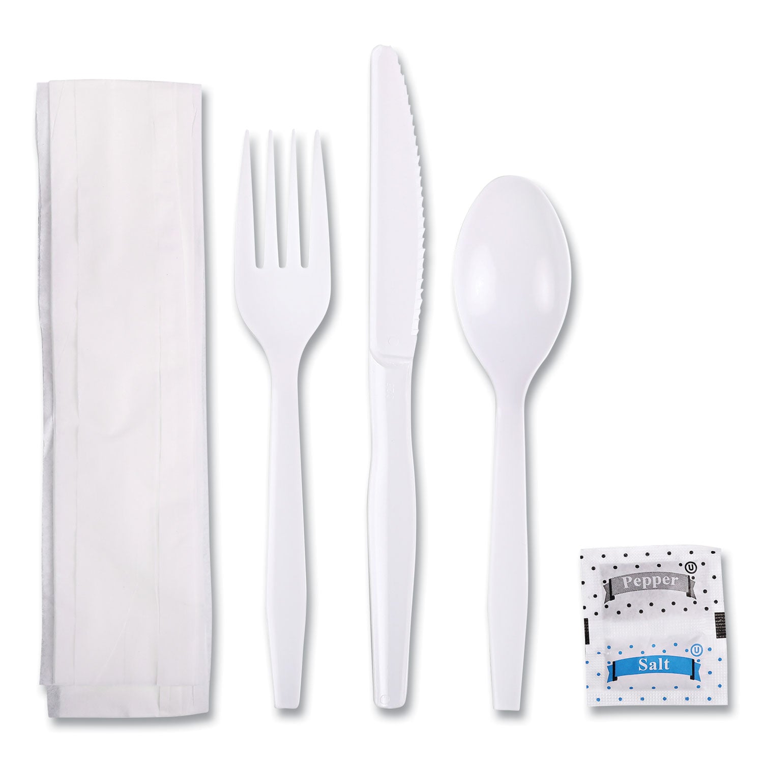 six-piece-cutlery-kit-condiment-fork-knife-napkin-teaspoon-white-250-carton_bwkfktnsmwpswh - 1