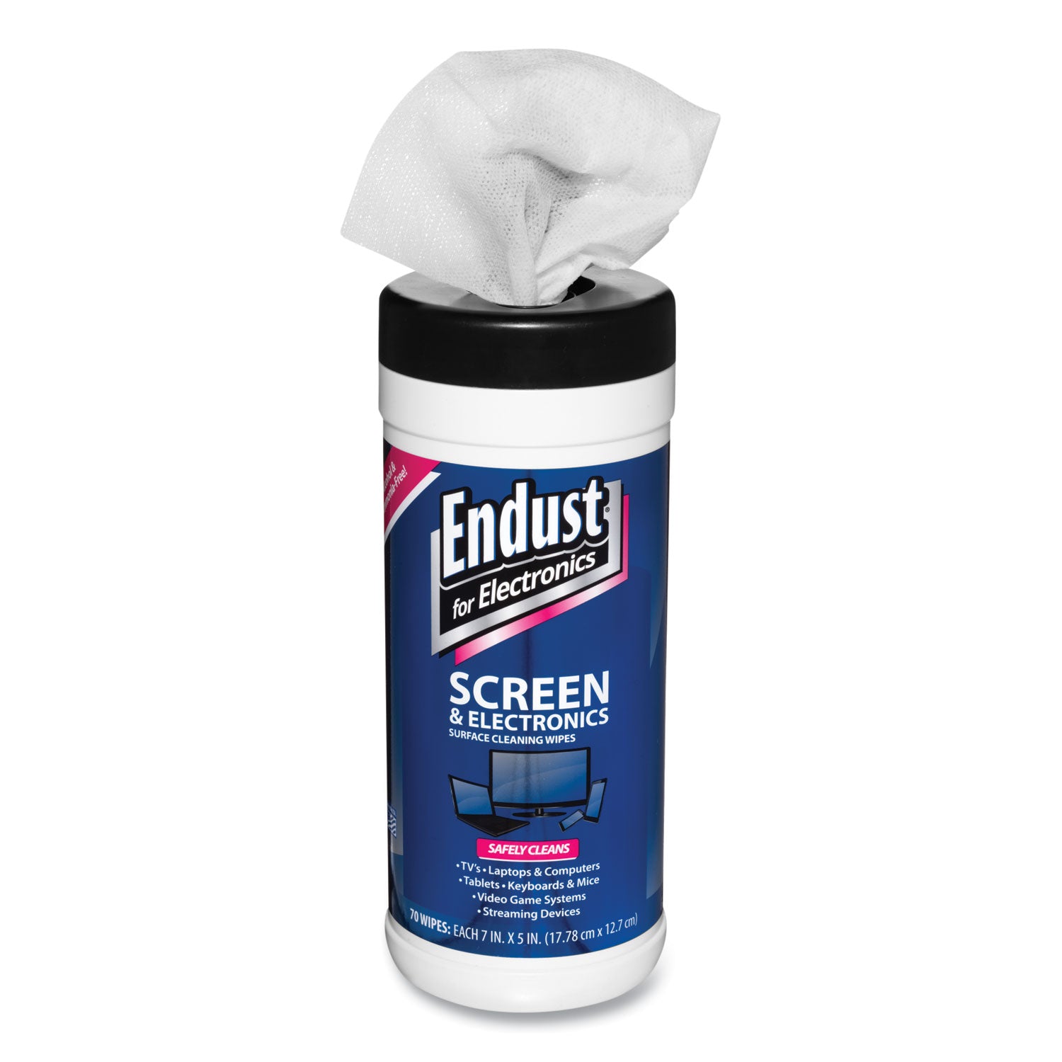 Antistatic Cleaning Wipes, Premoistened, 5 x 7, Clean Scent, White, 70/Canister -