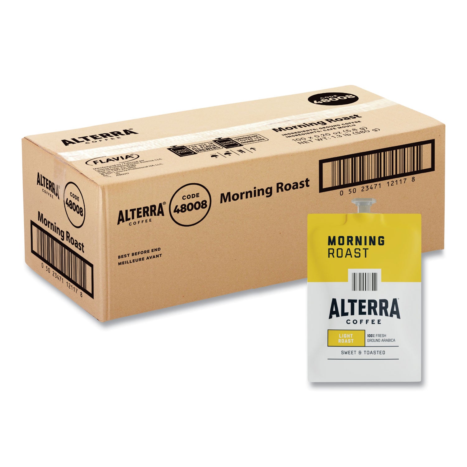 alterra-morning-roast-coffee-freshpack-morning-roast-028-oz-pouch-100-carton_lav48008 - 1