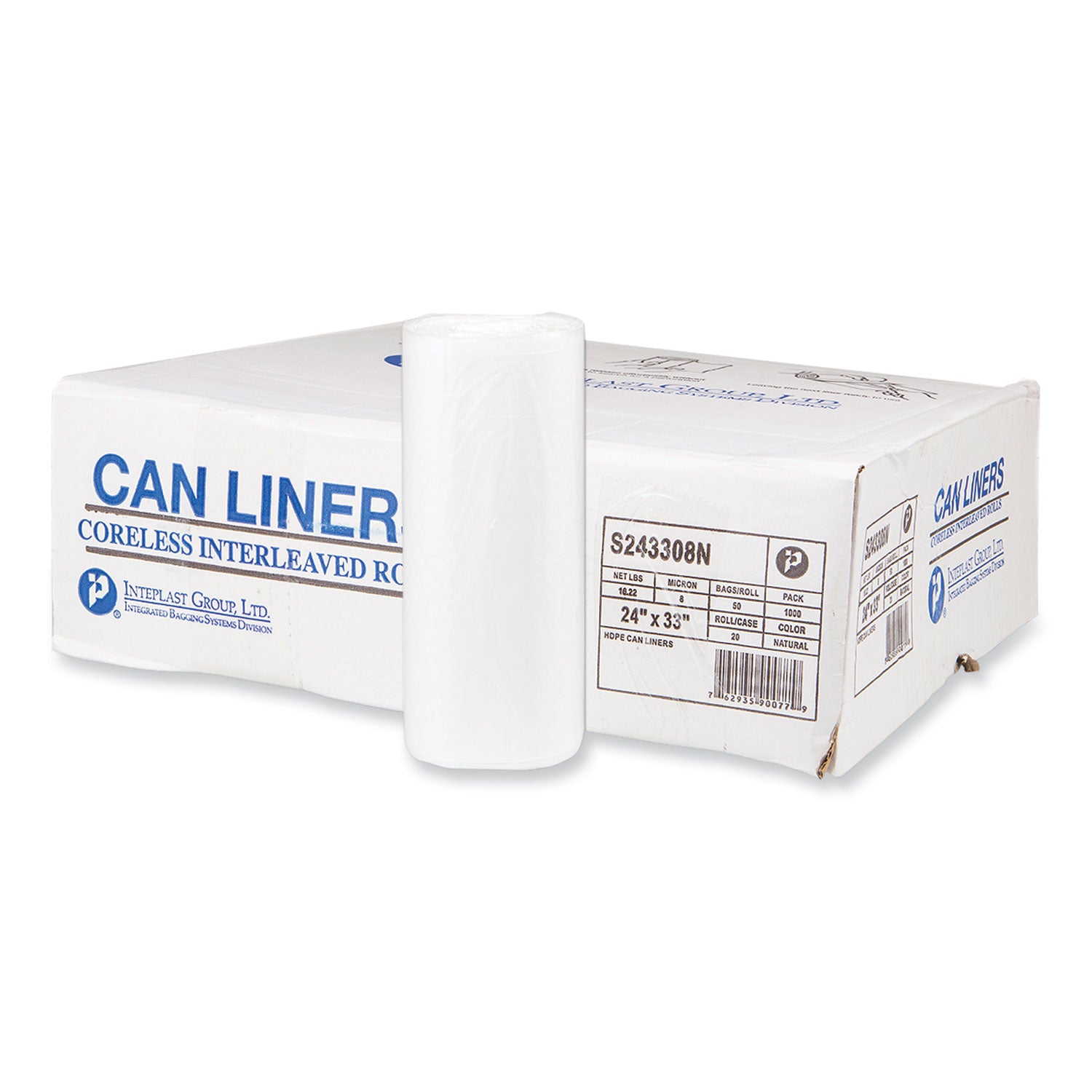 high-density-commercial-can-liners-16-gal-8-mic-24-x-33-natural-50-bags-roll-20-interleaved-rolls-carton_ibss243308n - 1