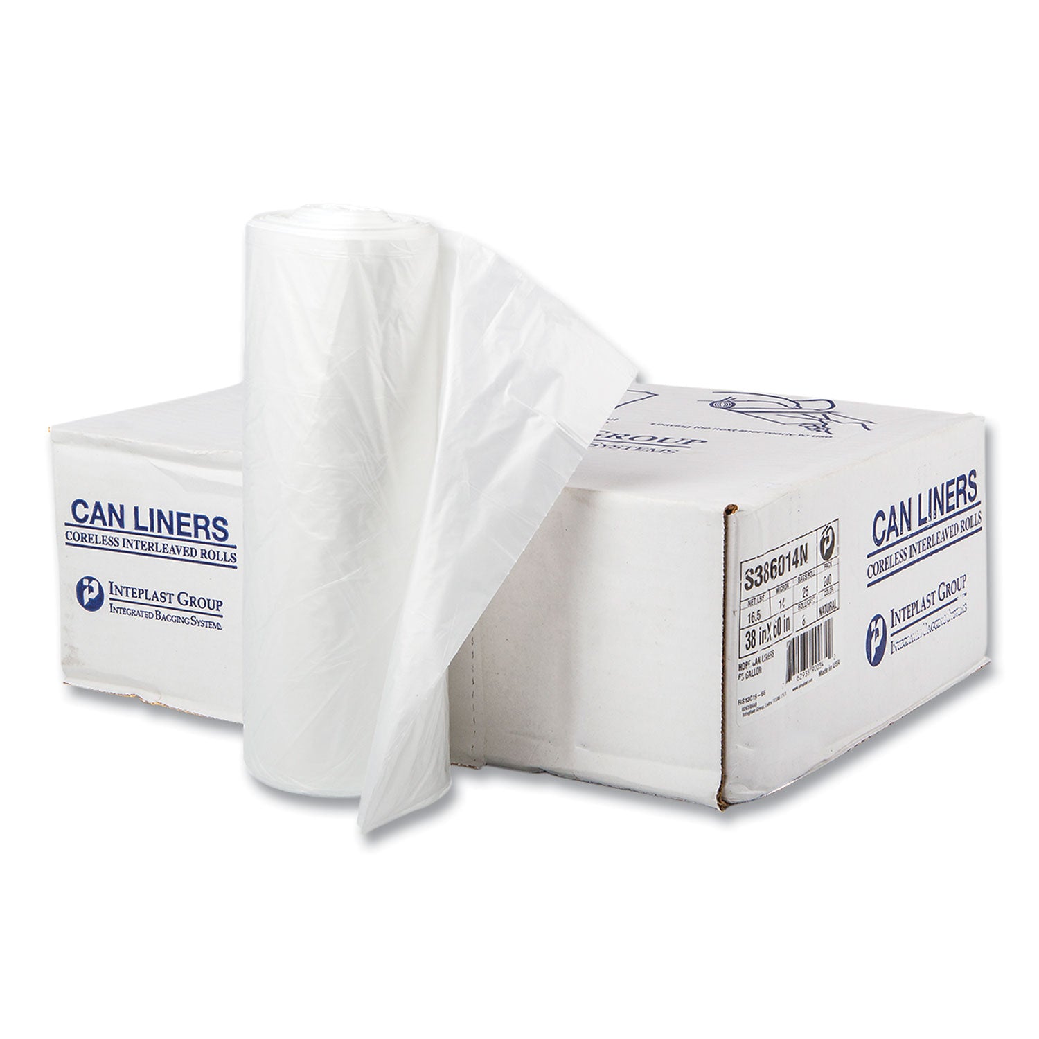 high-density-commercial-can-liners-60-gal-14-mic-38-x-60-clear-25-bags-roll-8-interleaved-rolls-carton_ibss386014n - 1