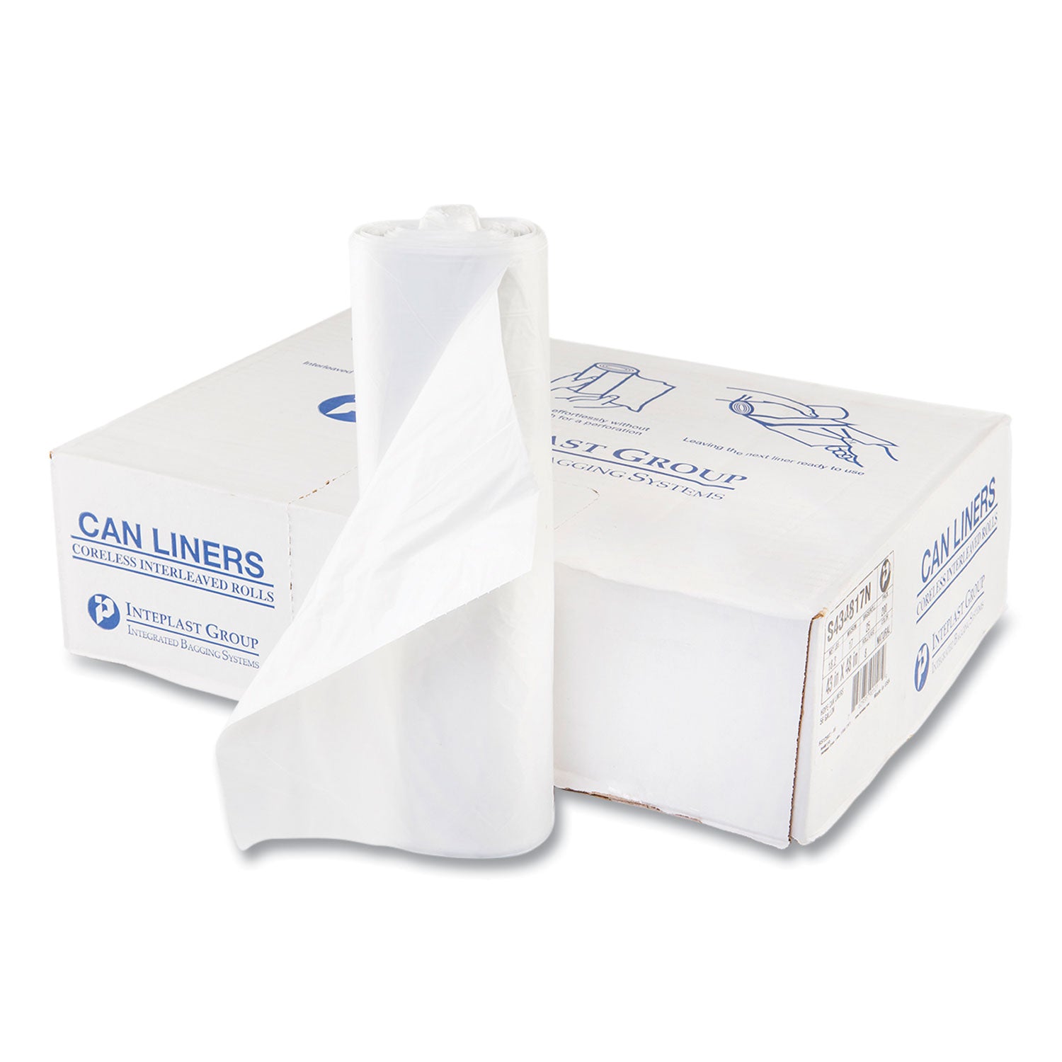high-density-commercial-can-liners-60-gal-17-mic-43-x-48-clear-25-bags-roll-8-interleaved-rolls-carton_ibss434817n - 1
