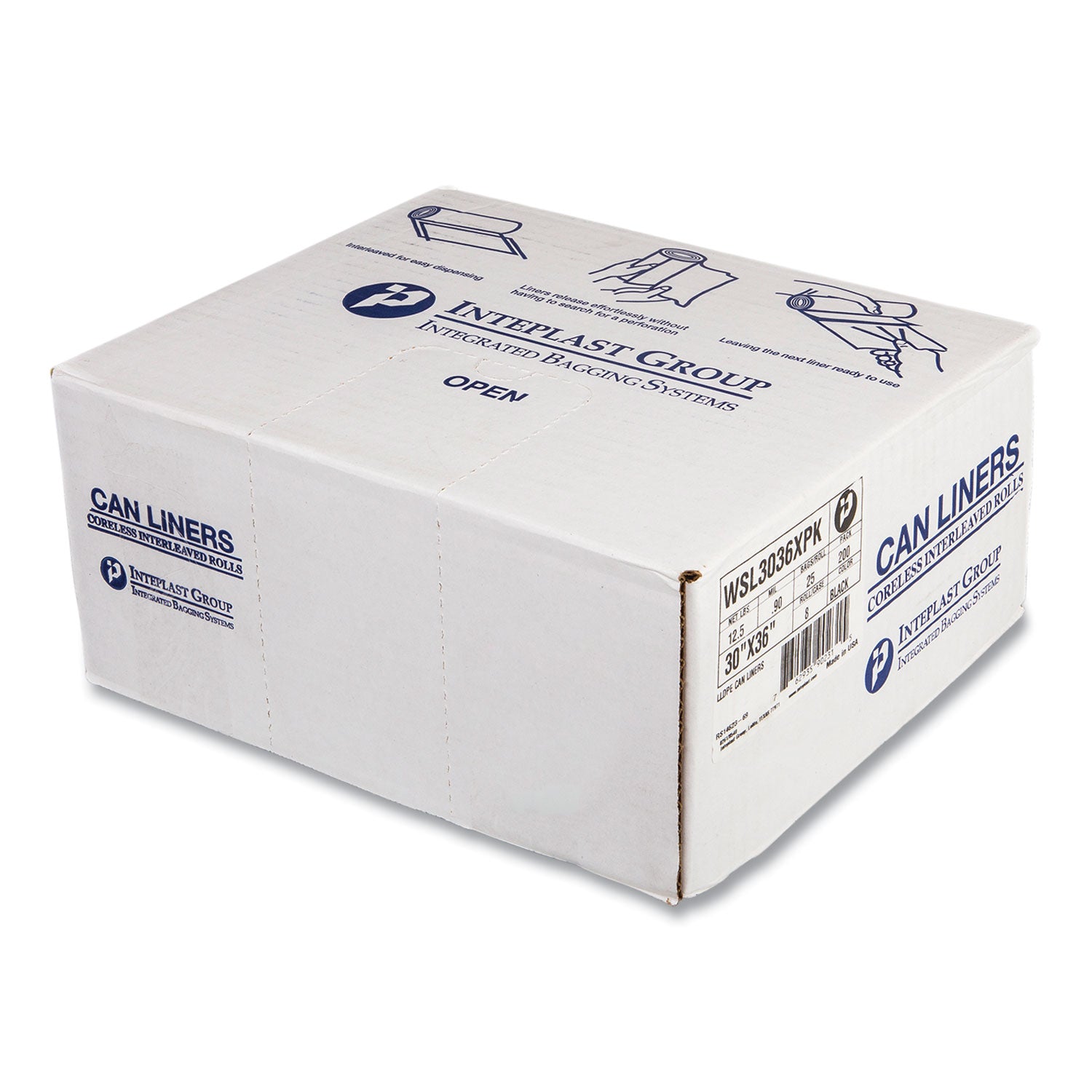 low-density-commercial-can-liners-coreless-interleaved-roll-30-gal-09-mil-30-x-36-black-25-bags-roll-8-rolls-carton_ibssl3036xpk - 2