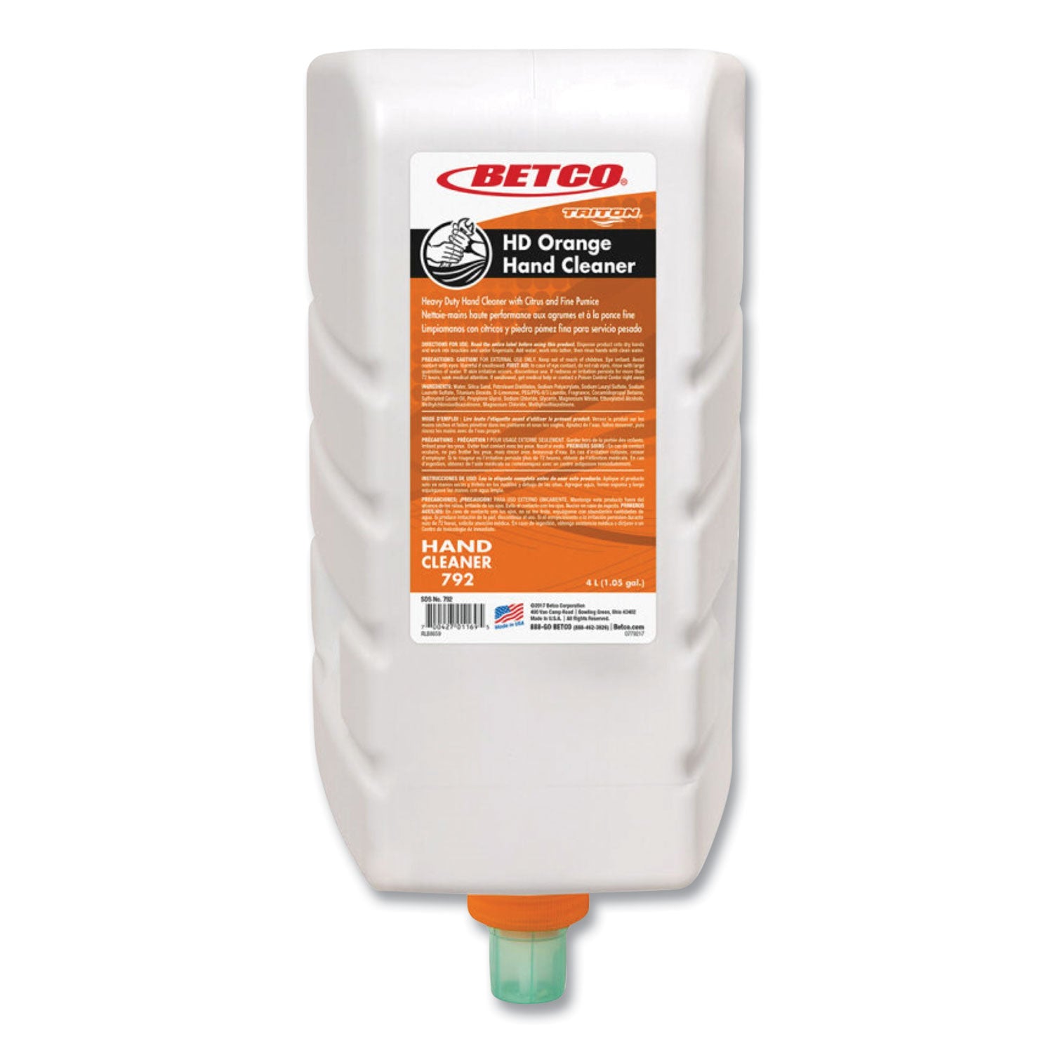 hd-orange-hand-cleaner-refill-citrus-zest-4-l-refill-bottle-for-triton-dispensers-4-carton_bet7923100 - 1