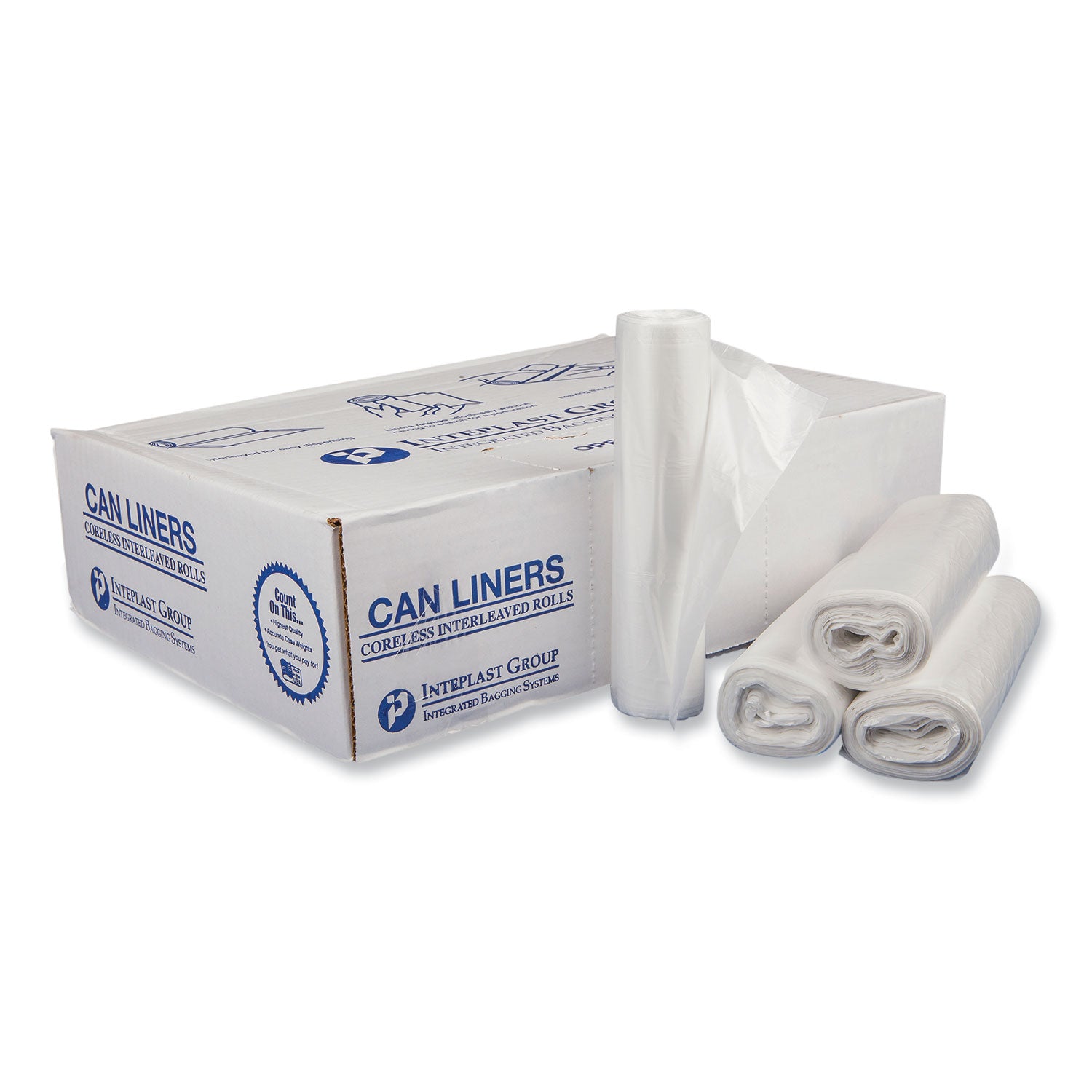 high-density-commercial-can-liners-30-gal-16-mic-30-x-37-clear-25-bags-roll-20-interleaved-rolls-carton_ibss303716n - 1