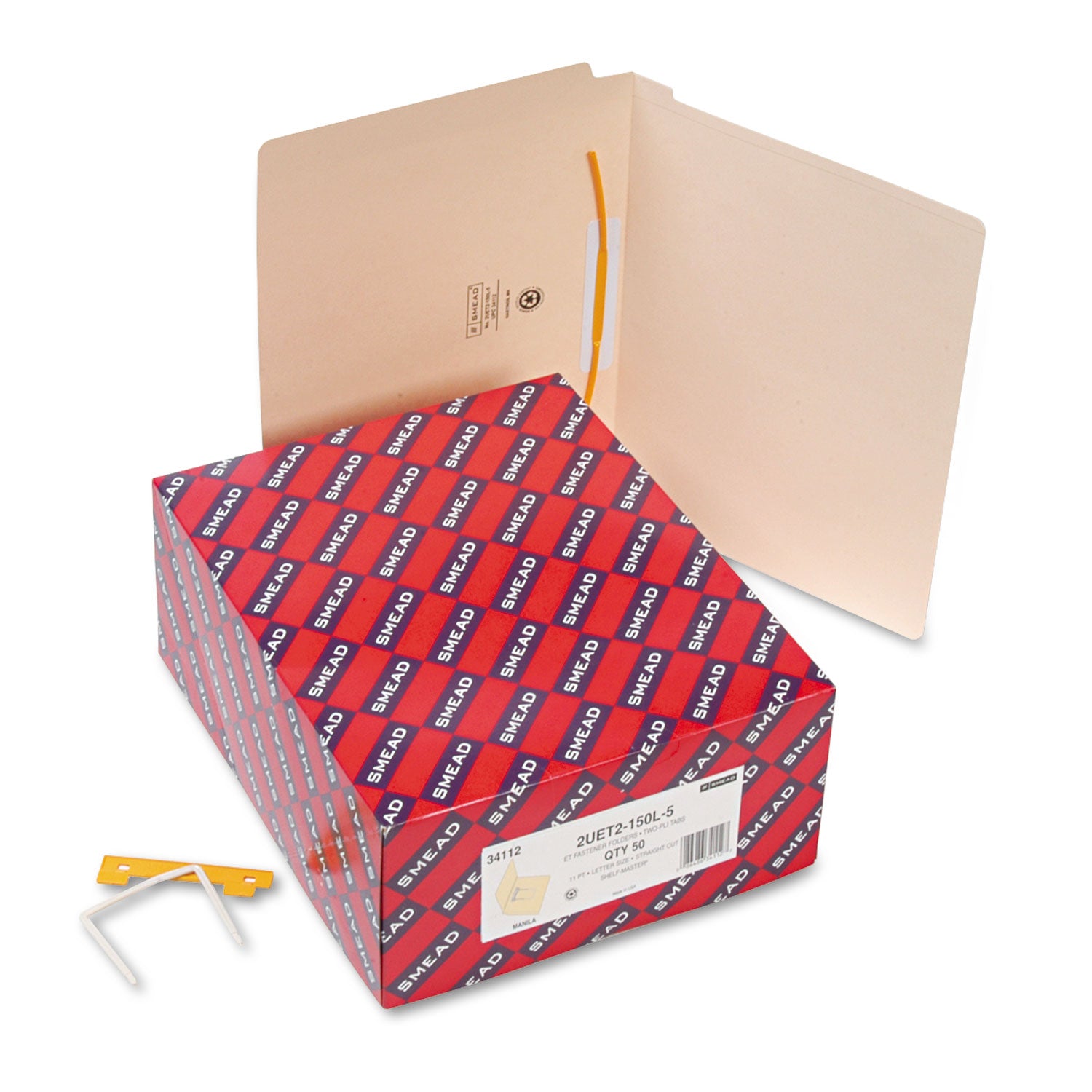 Heavyweight Manila Reinforced End Tab U-Clip Fastener Folders, 0.75" Expansion, 1 Fastener, Letter Size, Manila, 50/Box -