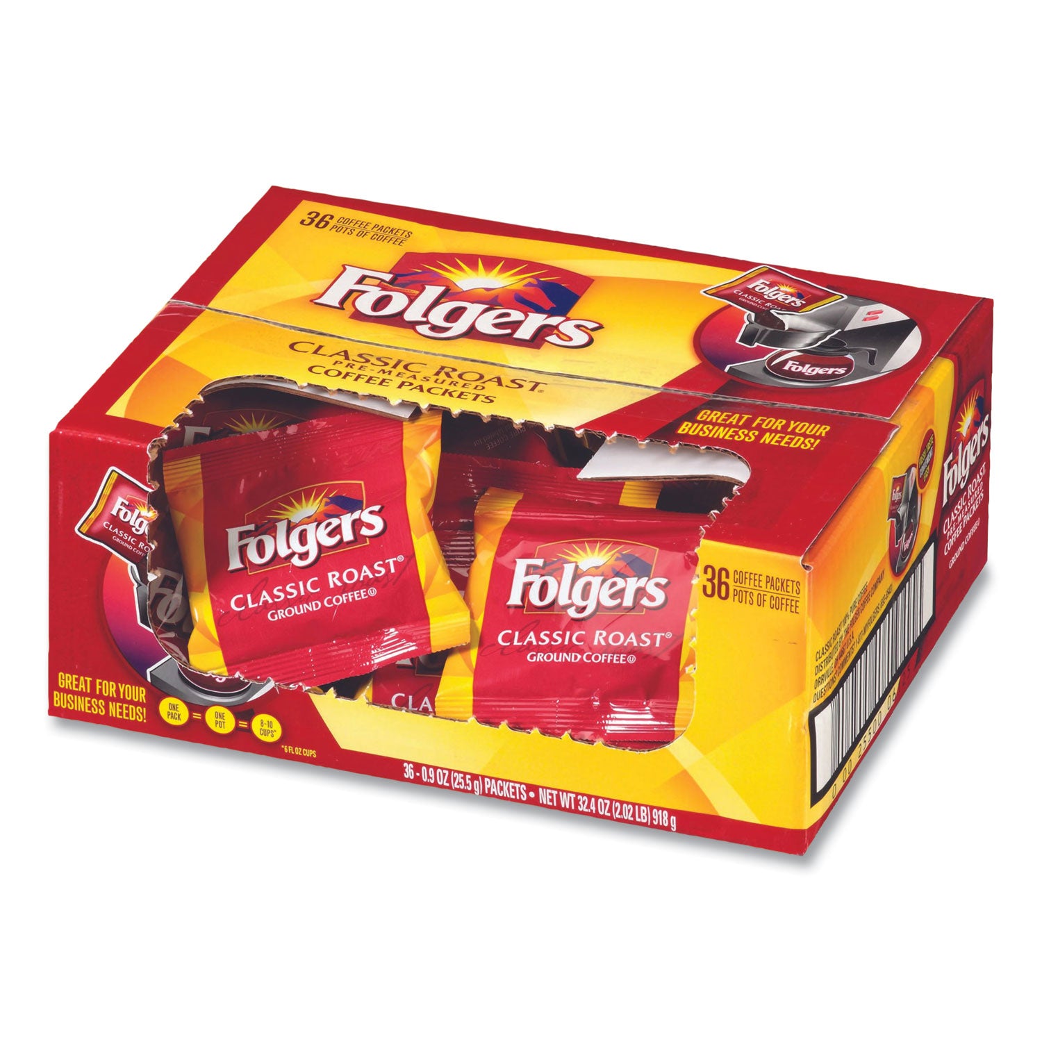 Coffee, Classic Roast, 0.9 oz Fractional Packs, 36/Carton -