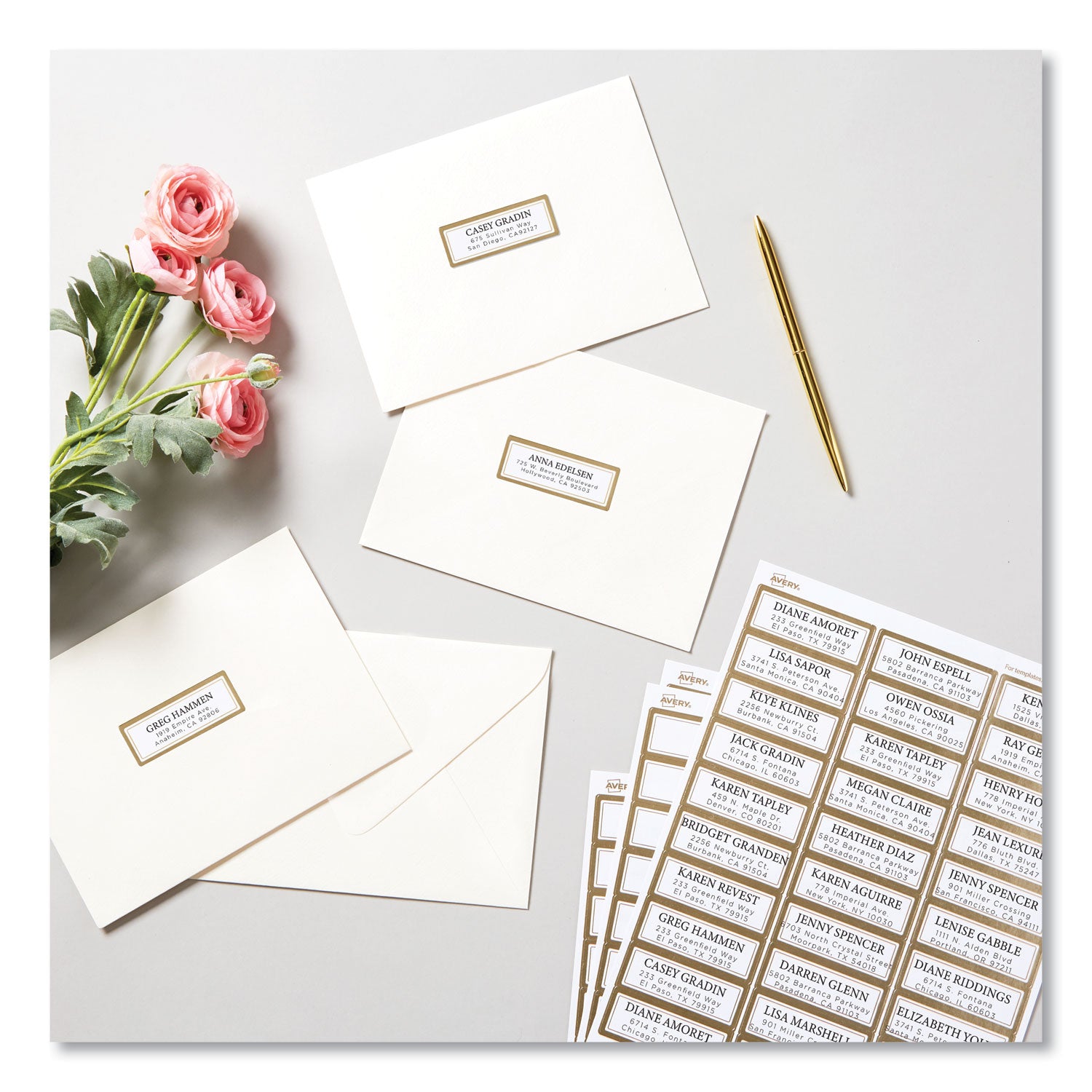 white-easy-peel-mailing-labels-with-metallic-border-inkjet-laser-printers-1-x-263-white-30-sheet-10-sheets-pack_ave6540 - 1