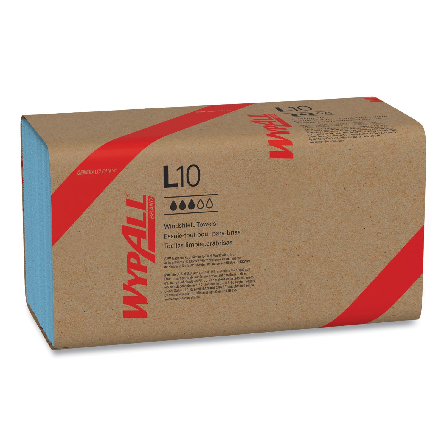 L10 Windshield Towels, 1-Ply, 9.1 x 10.25, Light Blue, 224/Pack, 10 Packs/Carton -