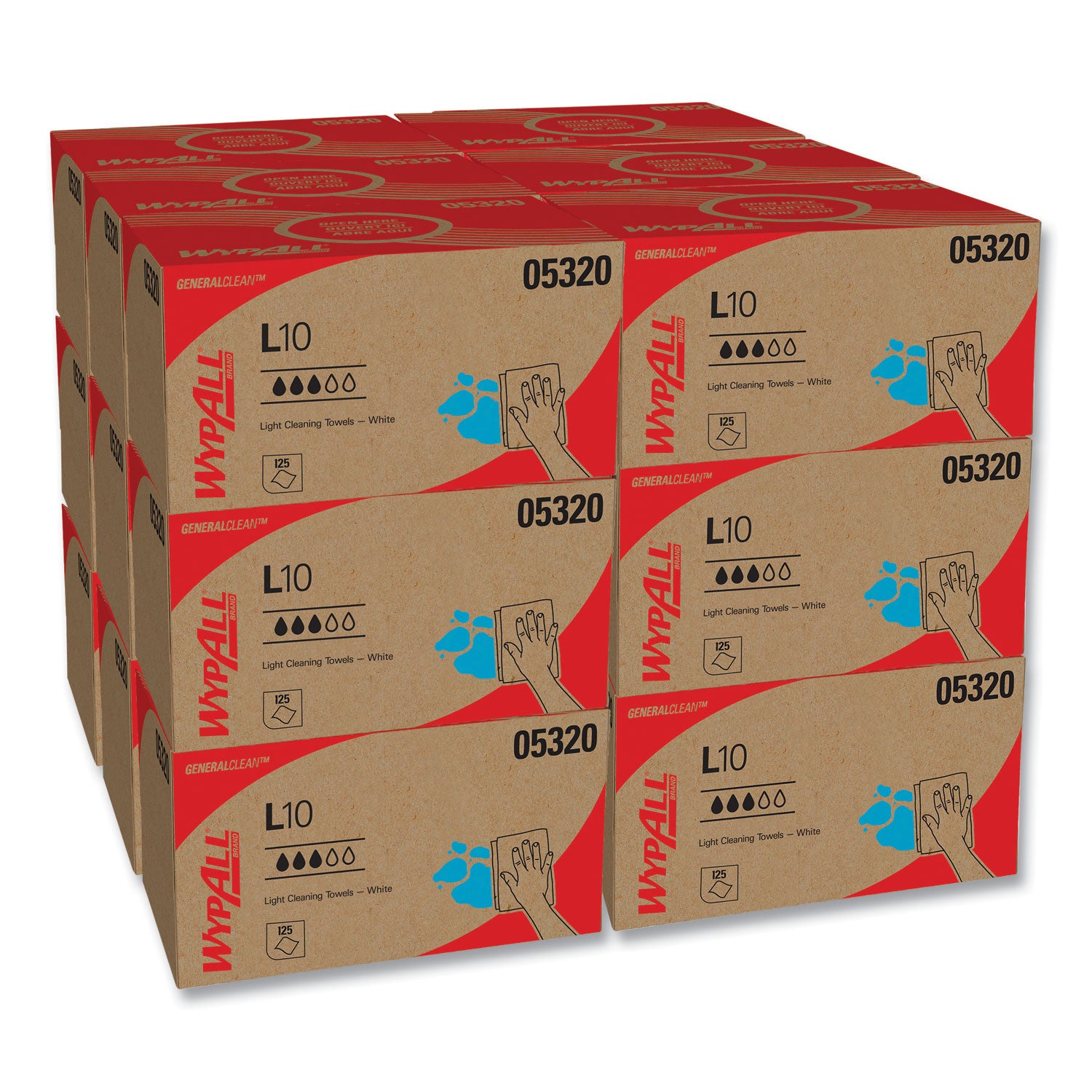 L10 Towels, POP-UP Box, 1-Ply, 9 x 10.5, White, 125/Box, 18 Boxes/Carton -