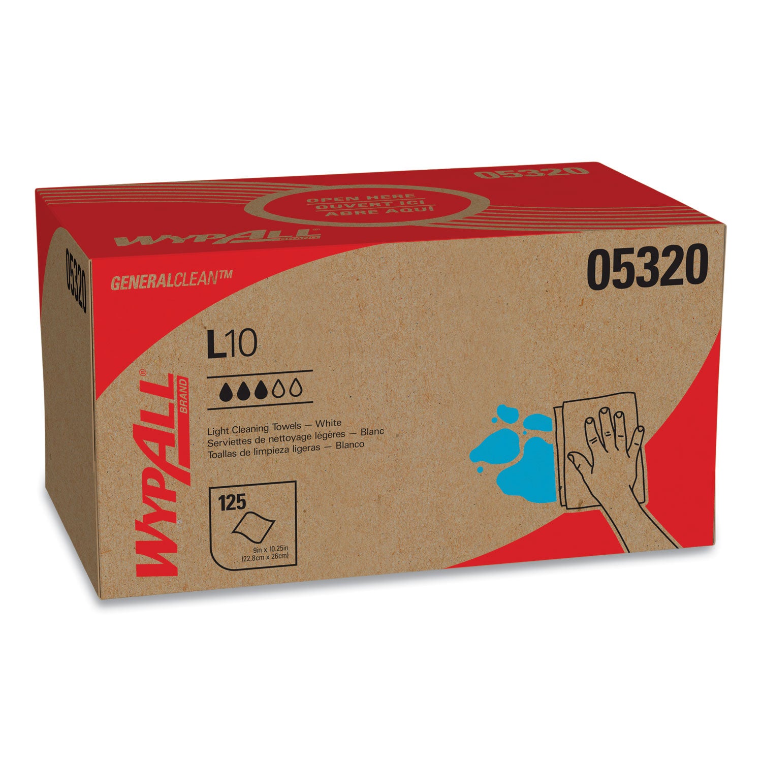 L10 Towels, POP-UP Box, 1-Ply, 9 x 10.5, White, 125/Box, 18 Boxes/Carton -