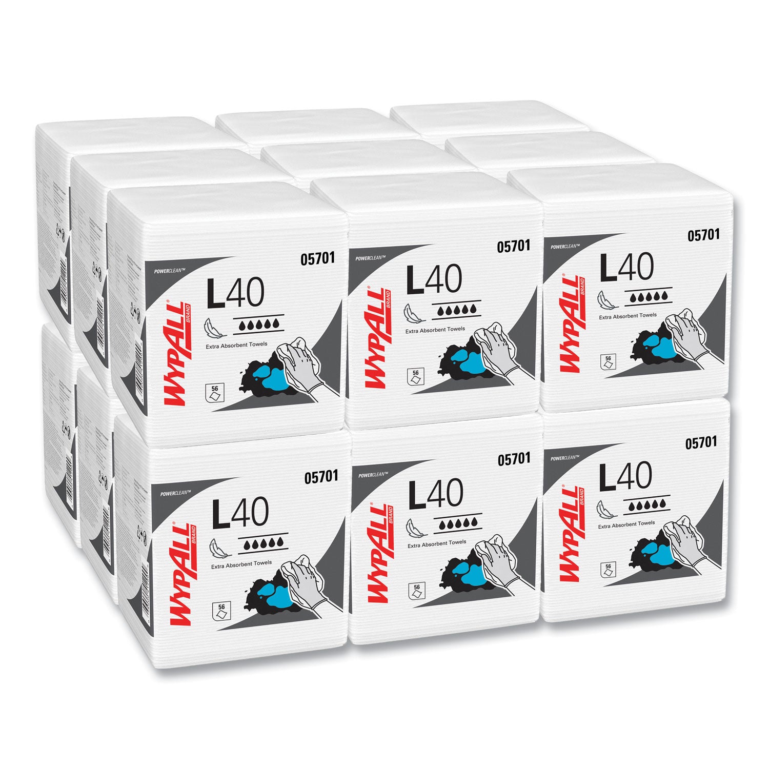 L40 Towels, 1/4 Fold, 12.5 x 12, White, 56/Box, 18 Packs/Carton -