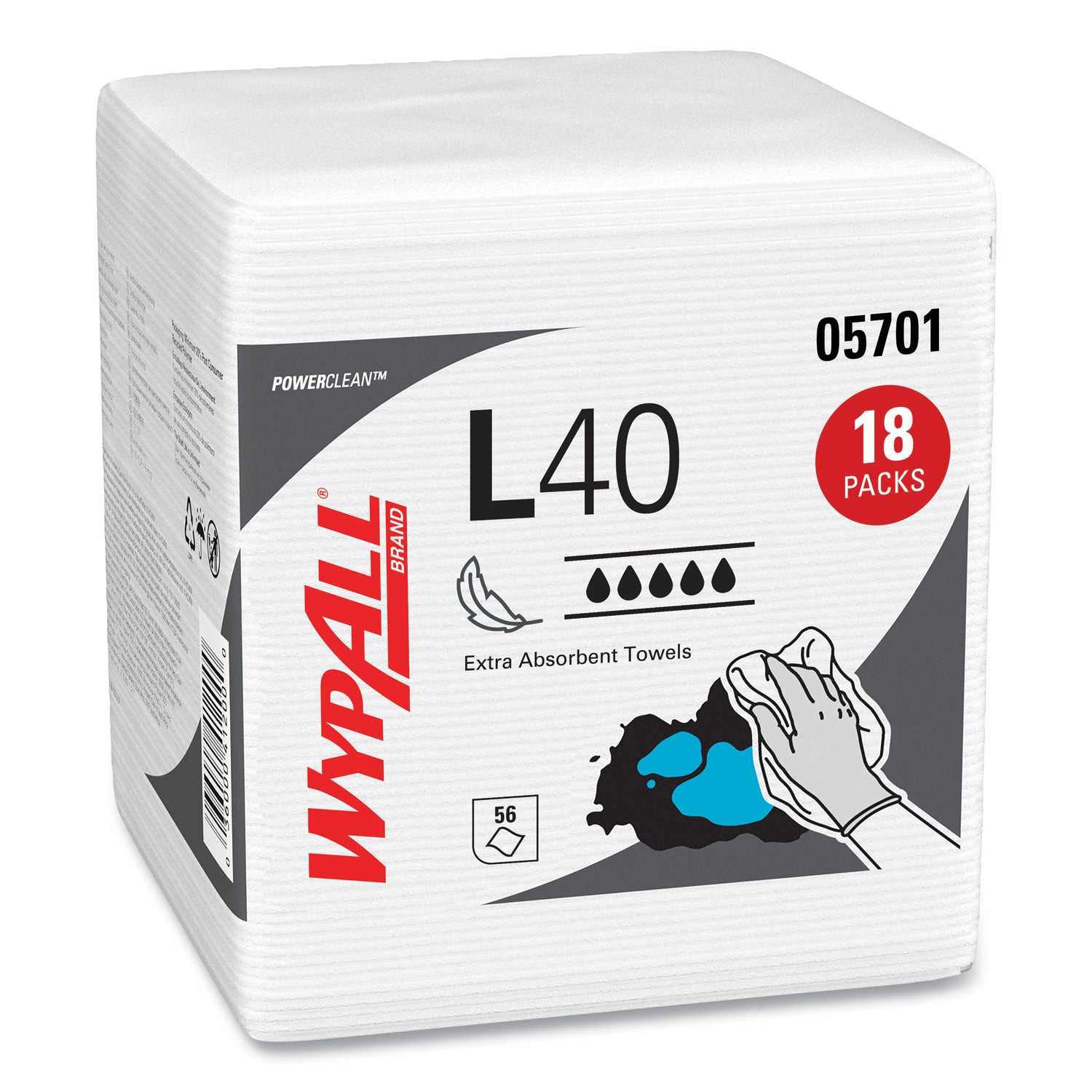 L40 Towels, 1/4 Fold, 12.5 x 12, White, 56/Box, 18 Packs/Carton -