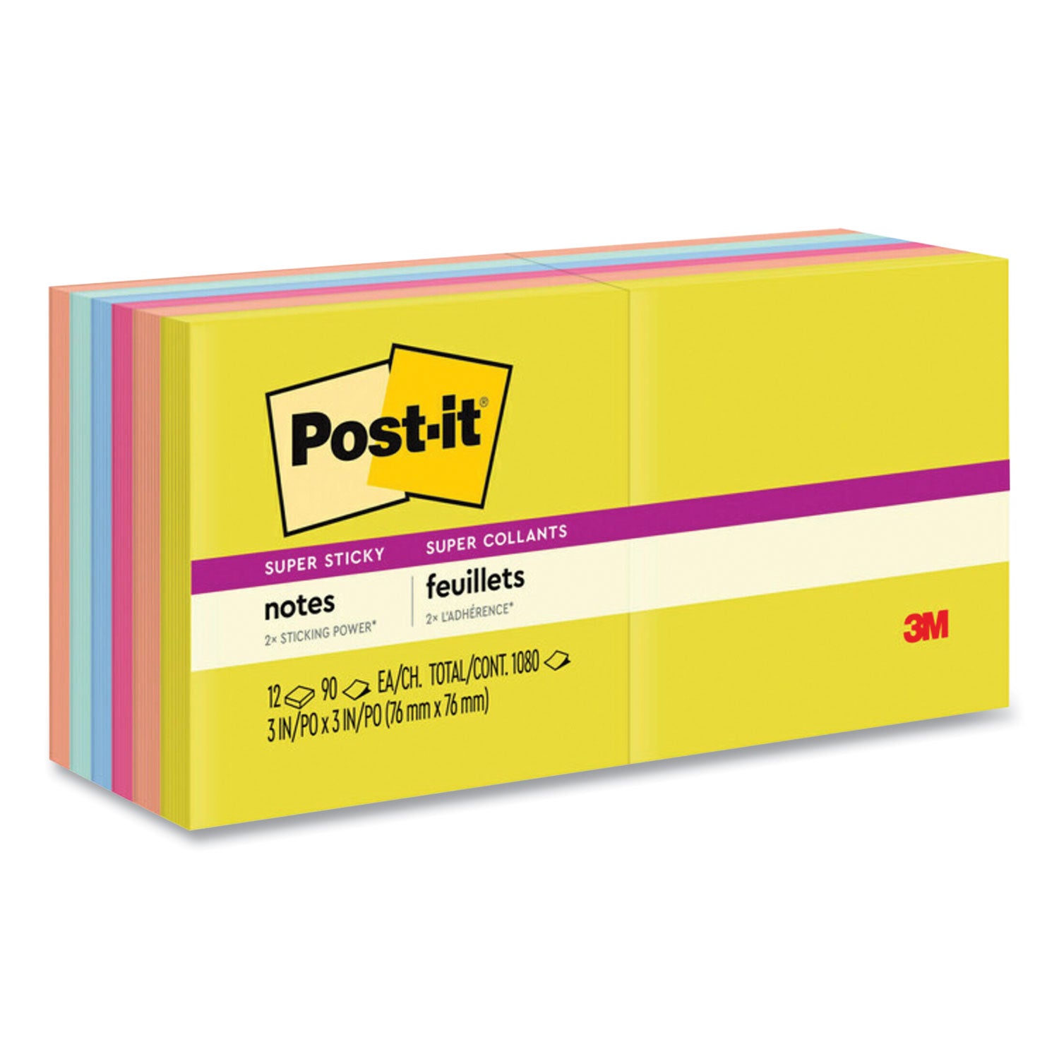 Note Pads in Summer Joy Collection Colors, 3" x 3", Summer Joy Collection Colors, 90 Sheets/Pad, 12 Pads/Pack - 1
