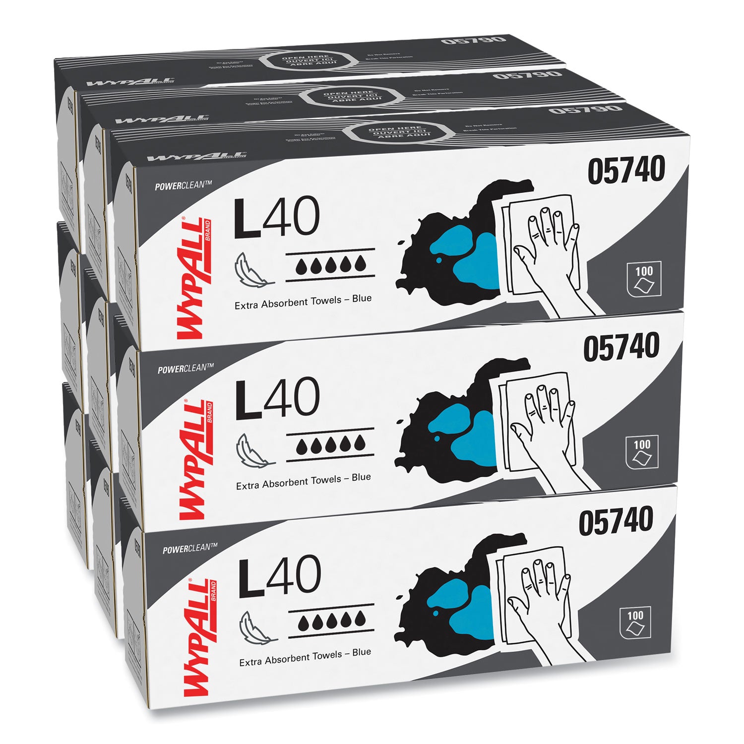 L40 Towels, POP-UP Box, 9.8 x 16.4, Blue, 100/Box, 9 Boxes/Carton -