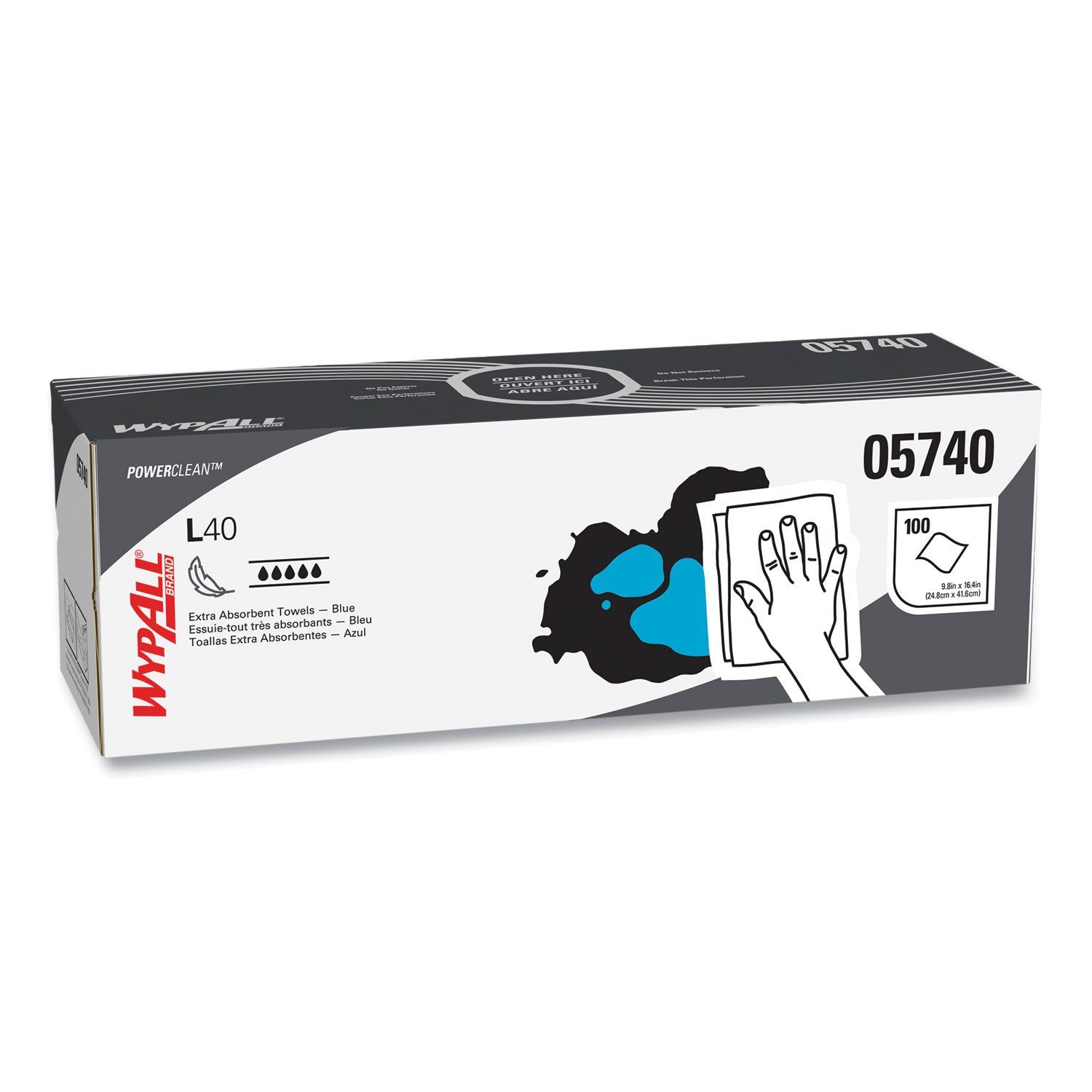 L40 Towels, POP-UP Box, 9.8 x 16.4, Blue, 100/Box, 9 Boxes/Carton -