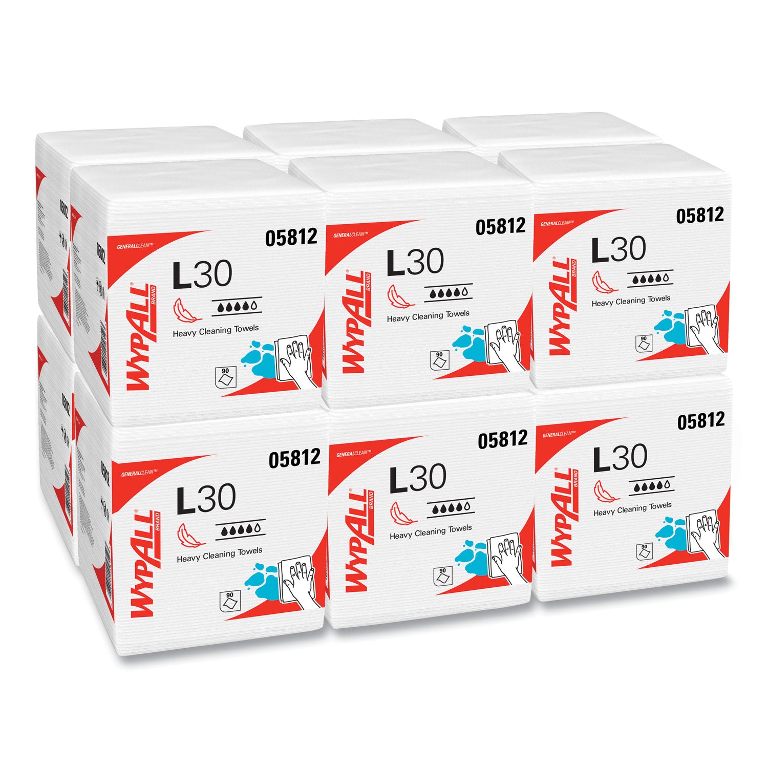 L30 Towels, Quarter Fold, 12.5 x 12, 90/Polypack, 12 Polypacks/Carton -
