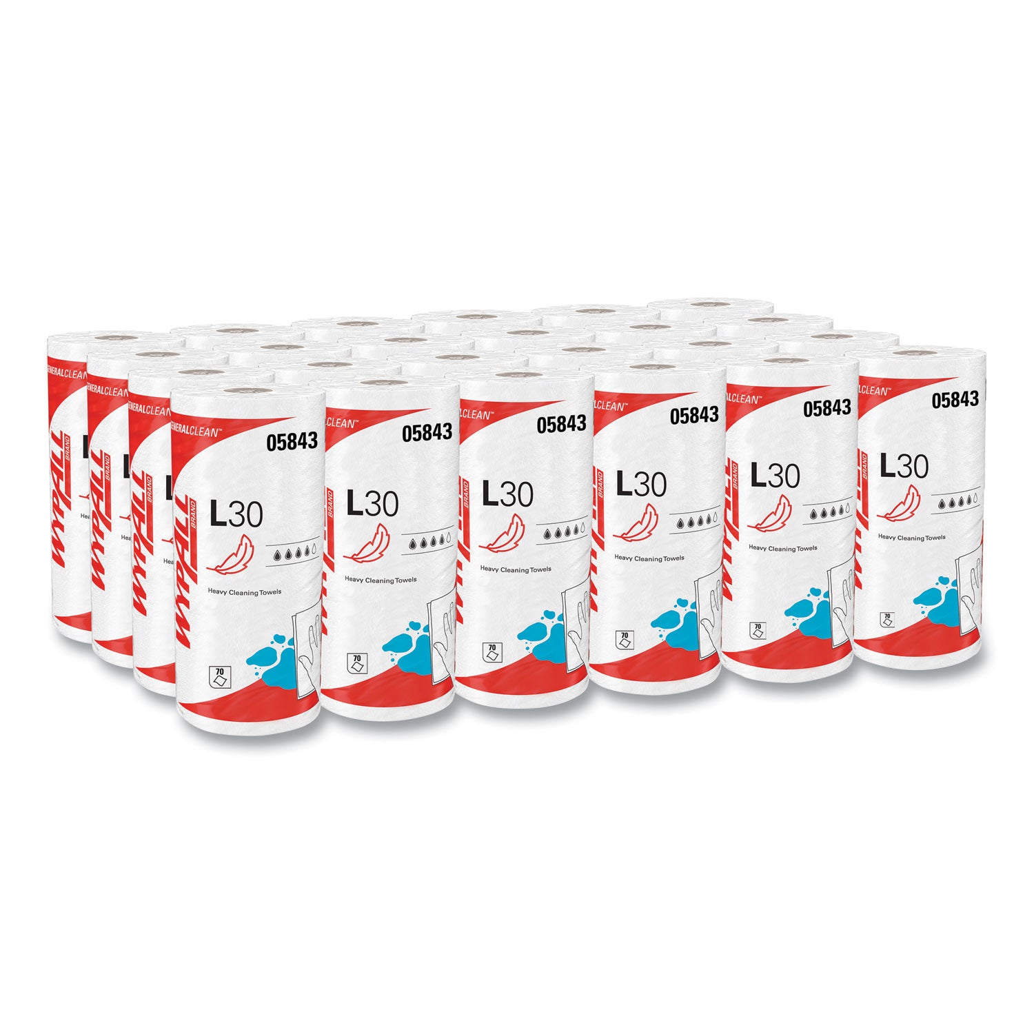 L30 Towels, 11 x 10.4, White, 70 Sheets/Roll -