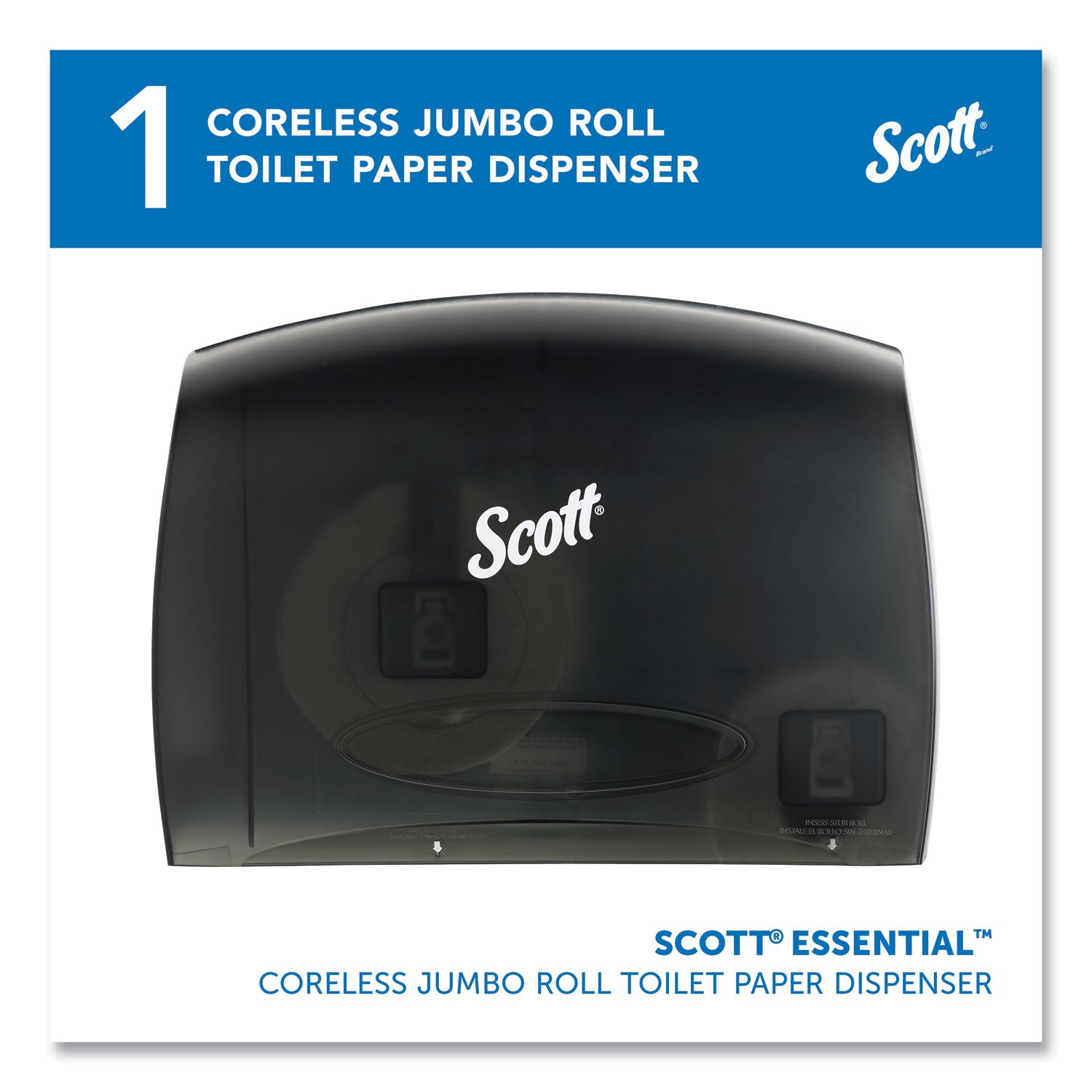 Essential Coreless Jumbo Roll Tissue Dispenser for Business, 14.25 x 6 x 9.75, Black -