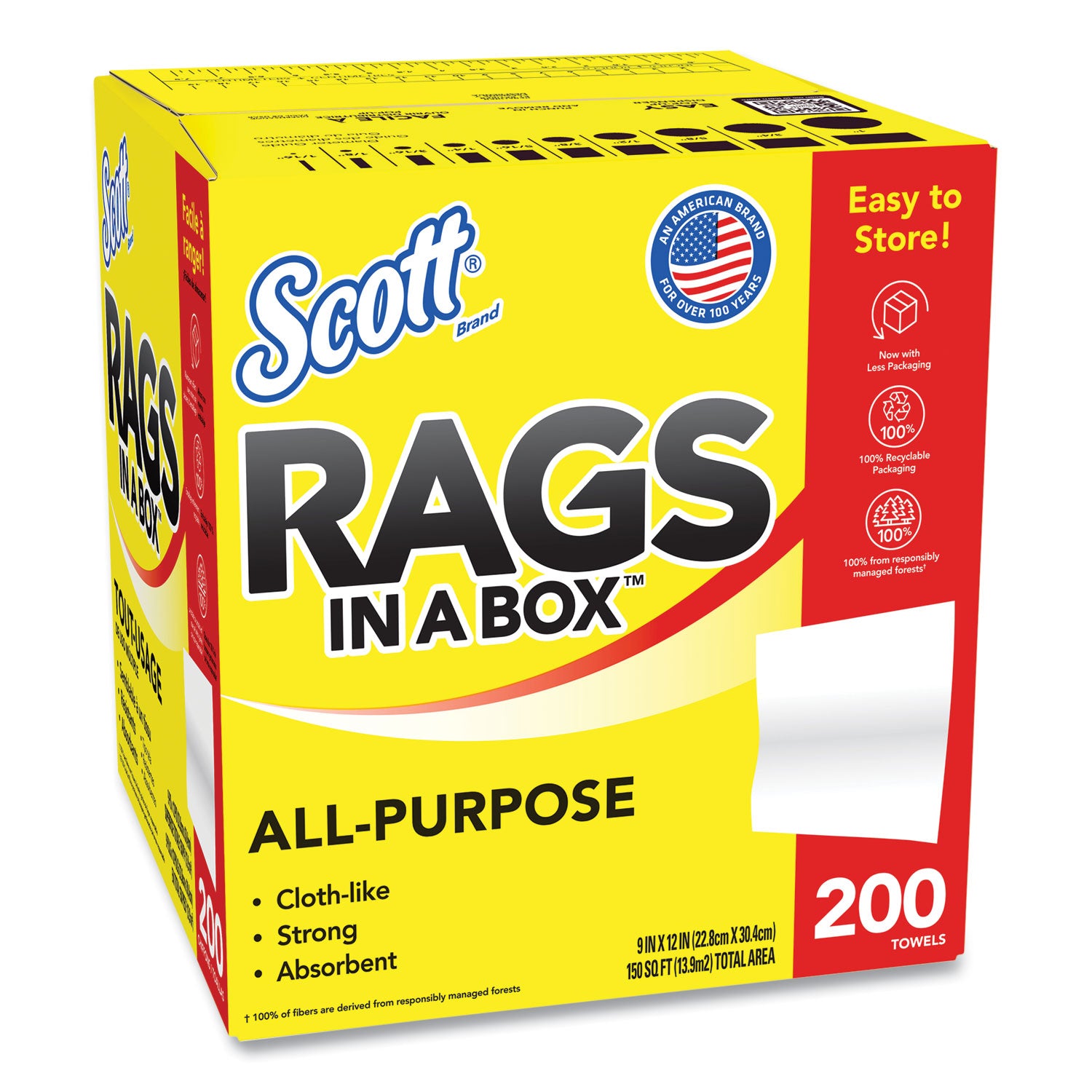 Rags in a Box, POP-UP Box, 12 x 9, White, 200/Box -