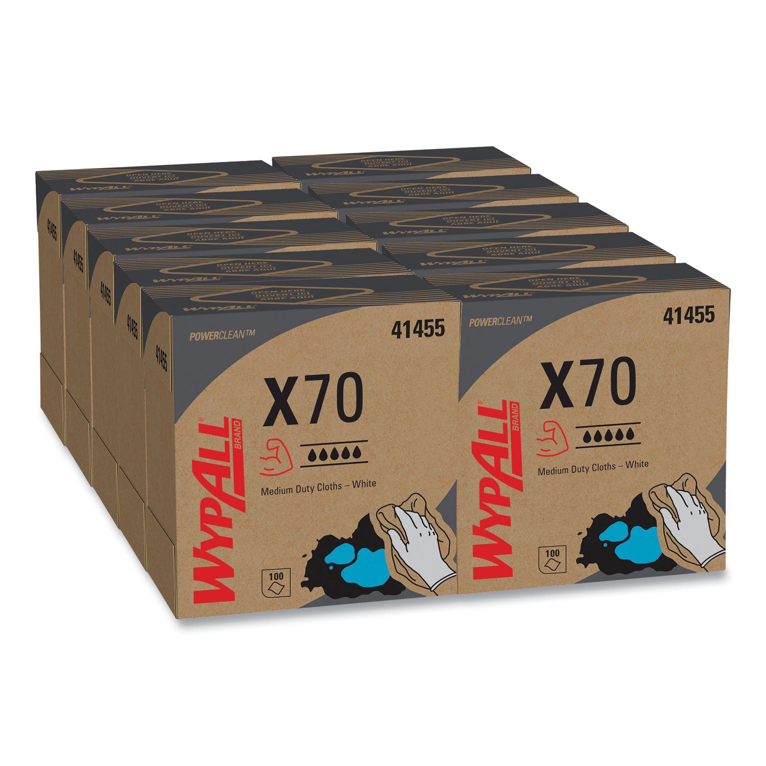 X70 Cloths, POP-UP Box, 9.13 x 16.8, White, 100/Box, 10 Boxes/Carton -