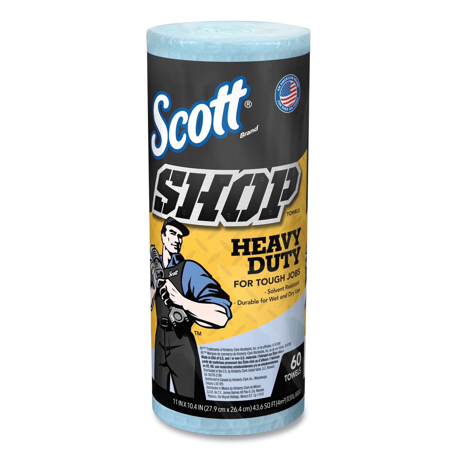 Pro Shop Towels, Heavy Duty, 1-Ply, 10.4 x 11, Blue, 12 Rolls/Carton -