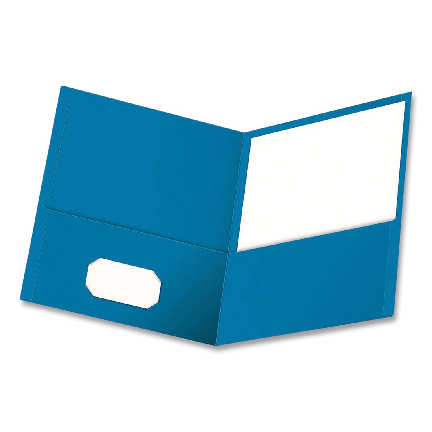 Twin-Pocket Folder, Embossed Leather Grain Paper, 0.5" Capacity, 11 x 8.5, Light Blue, 25/Box -