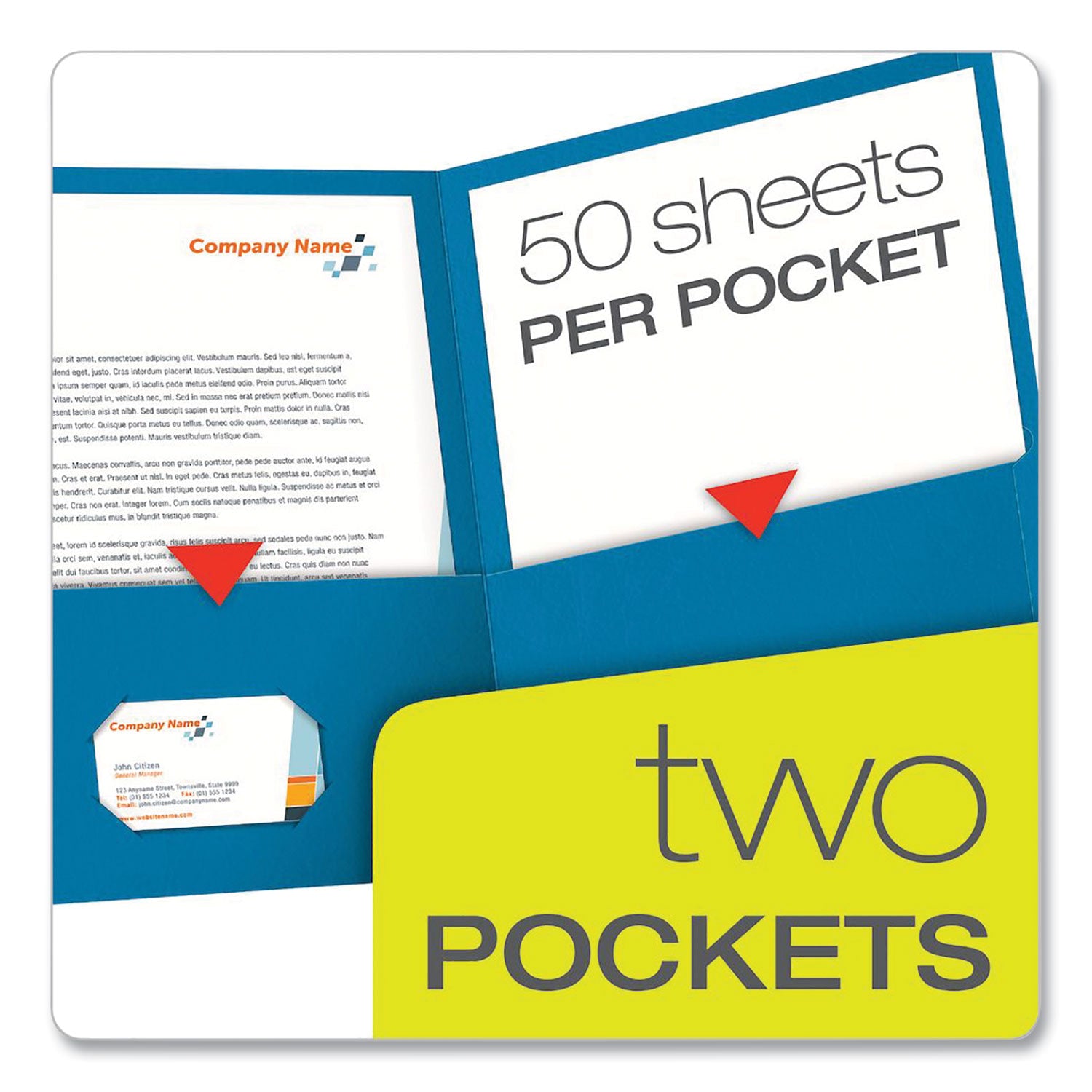 Twin-Pocket Folder, Embossed Leather Grain Paper, 0.5" Capacity, 11 x 8.5, Light Blue, 25/Box -