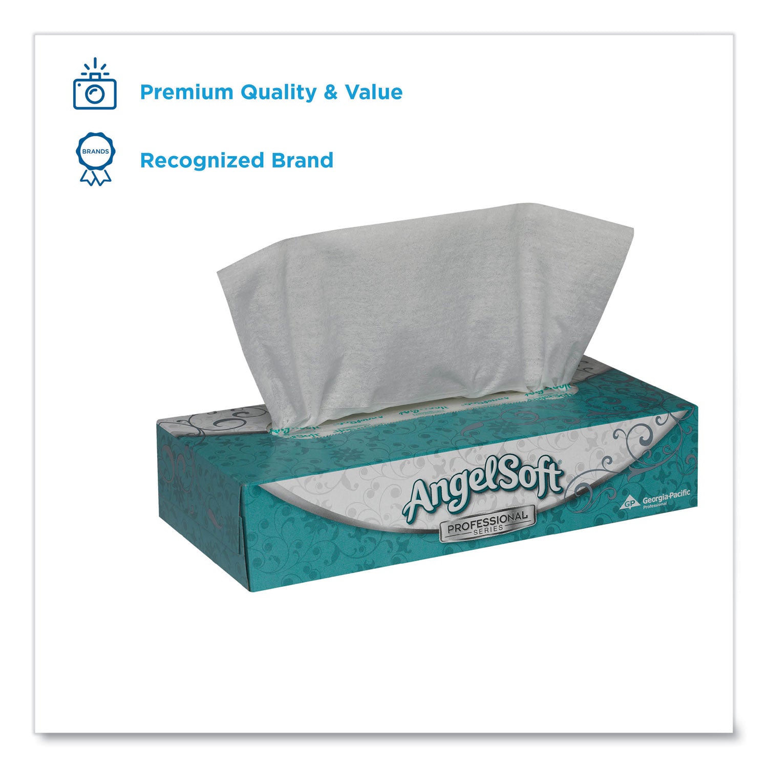 Premium Facial Tissue, 2-Ply, White, Flat Box, 100 Sheets/Box -