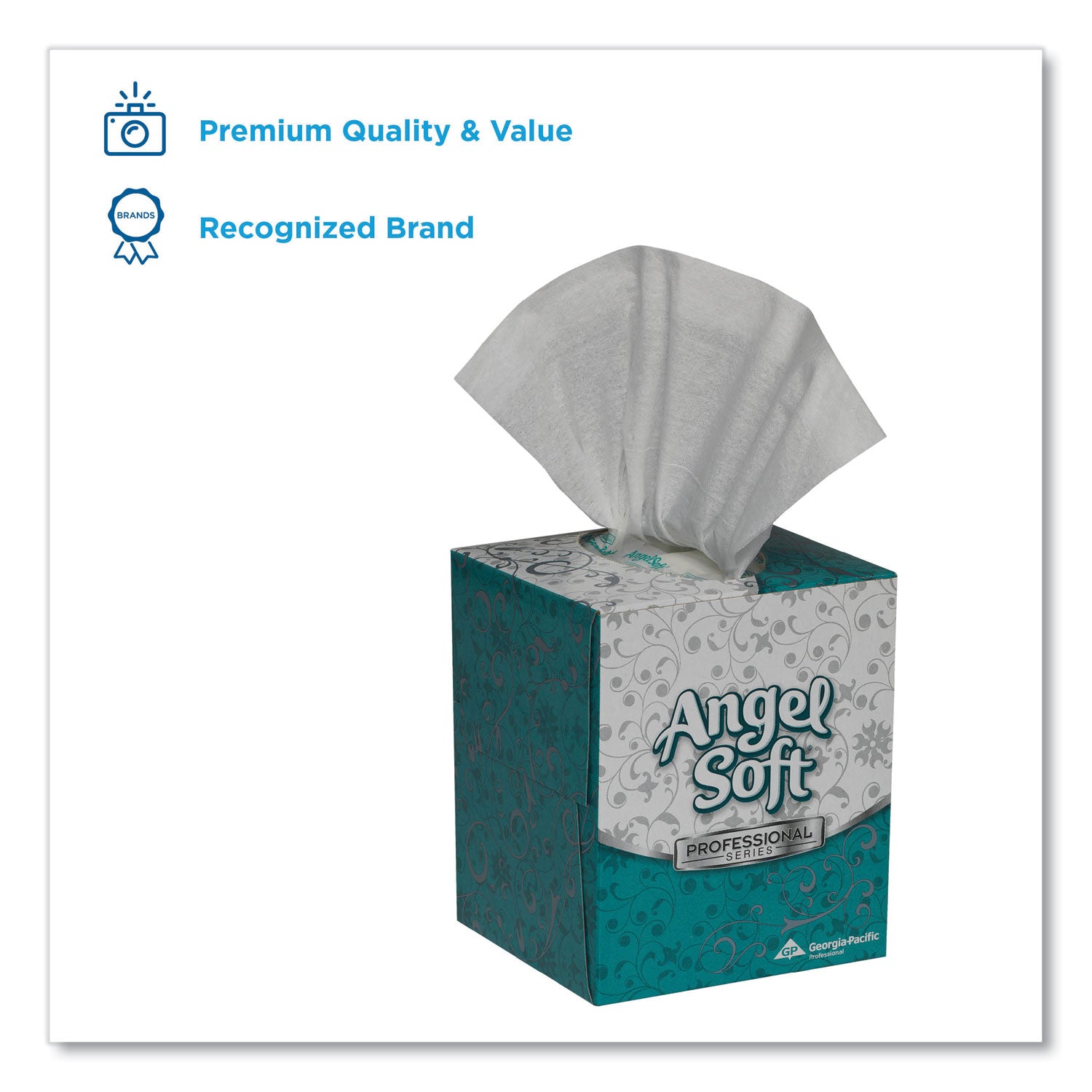 Premium Facial Tissue, 2-Ply, White, Cube Box, 96 Sheets/Box -