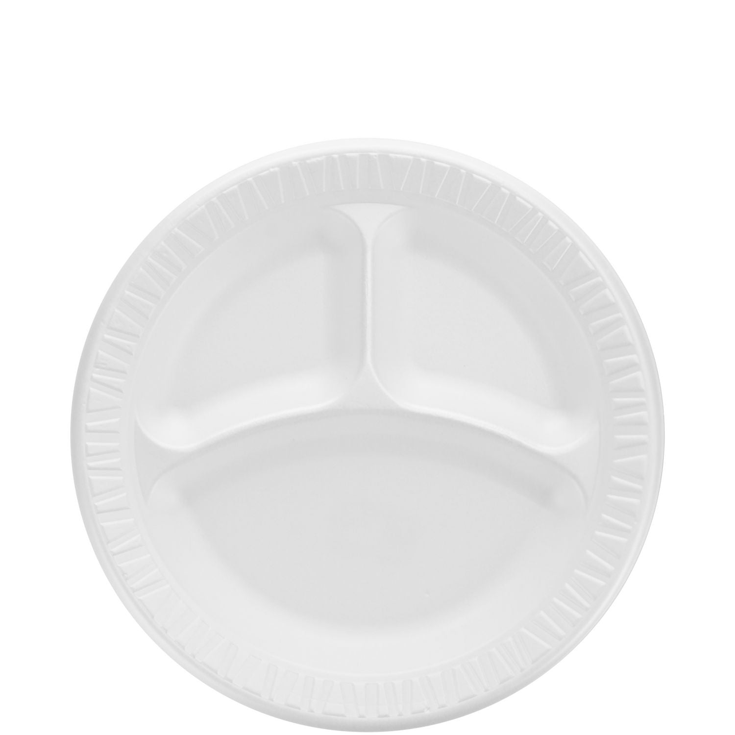 quiet-classic-laminated-foam-dinnerware-3-compartment-plate-9-dia-white-500-carton_dcc9cpwq - 1