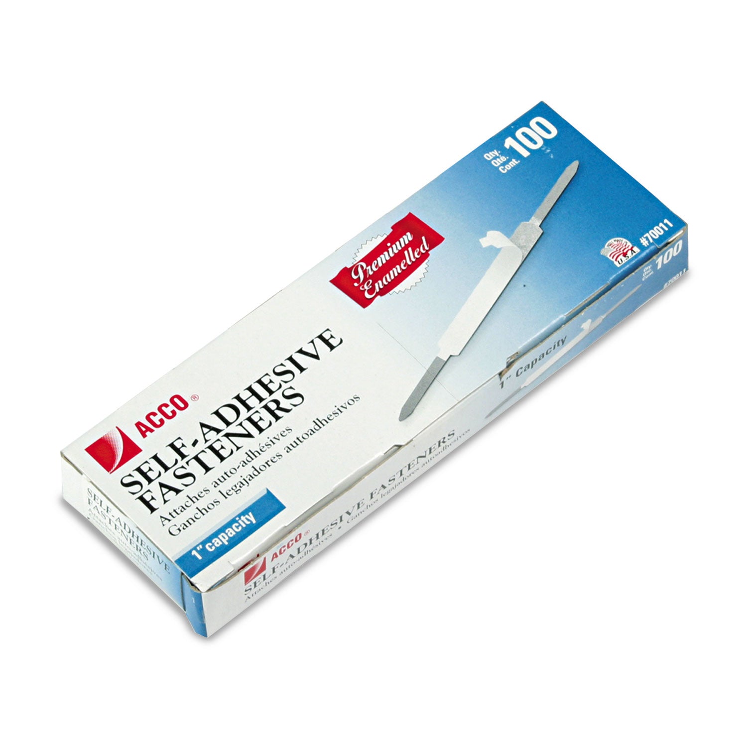 Premium Self-Adhesive Two-Prong Paper Fastener Bases, 1" Capacity, 2.75" Center to Center, Silver, 100/Box -