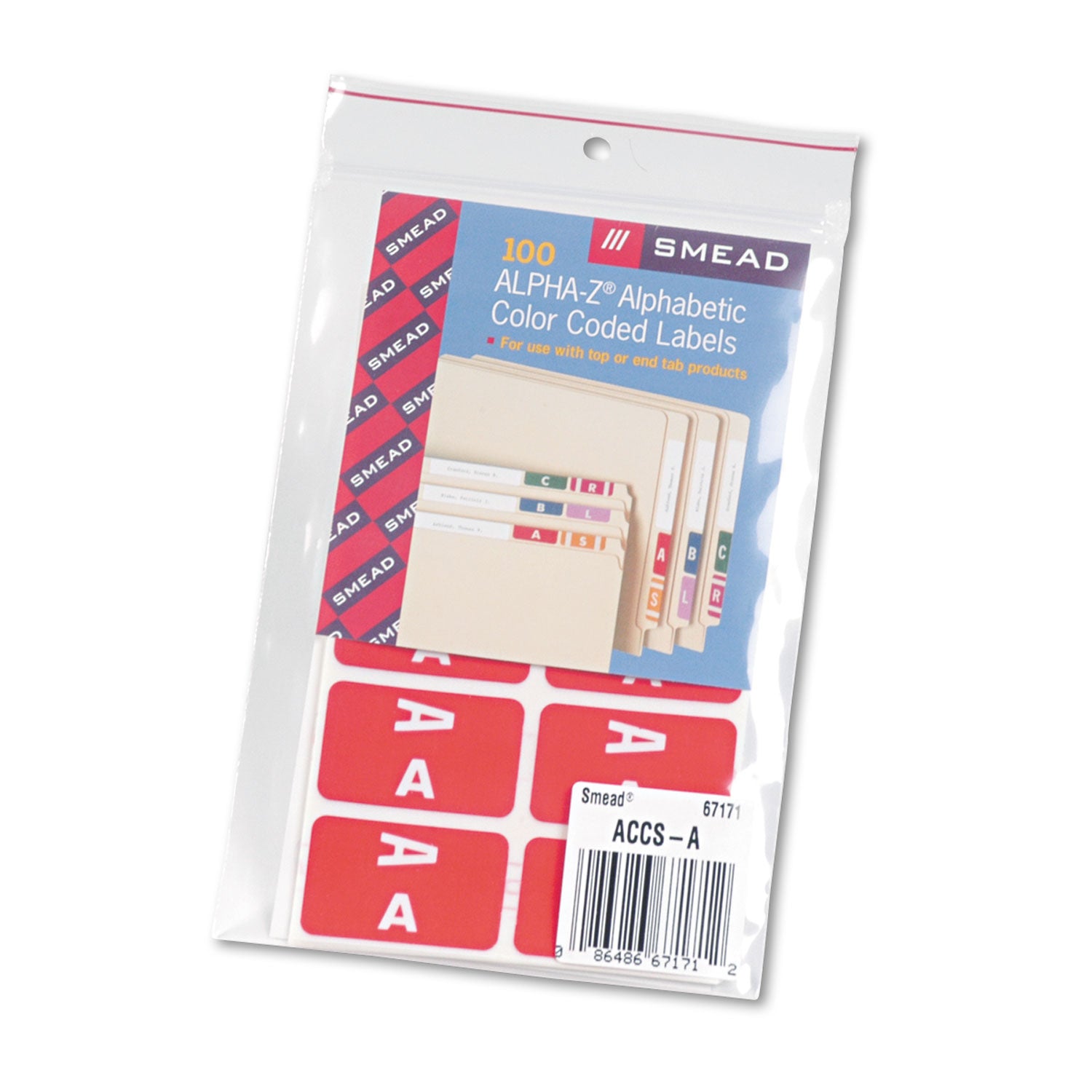 AlphaZ Color-Coded Second Letter Alphabetical Labels, A, 1 x 1.63, Red, 10/Sheet, 10 Sheets/Pack -