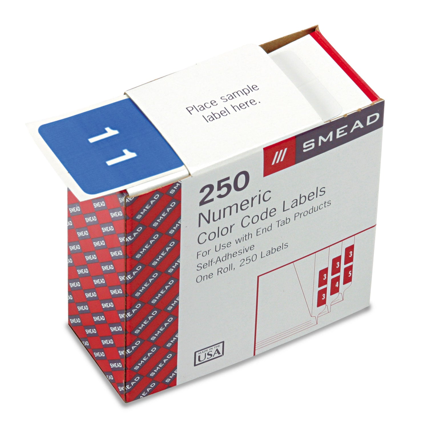 Numerical End Tab File Folder Labels, 1, 1.5 x 1.5, Light Blue, 250/Roll -